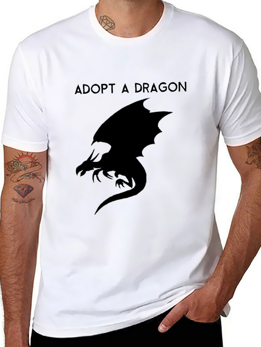 Adopt A Dragon Graphic T-Shirt - Black