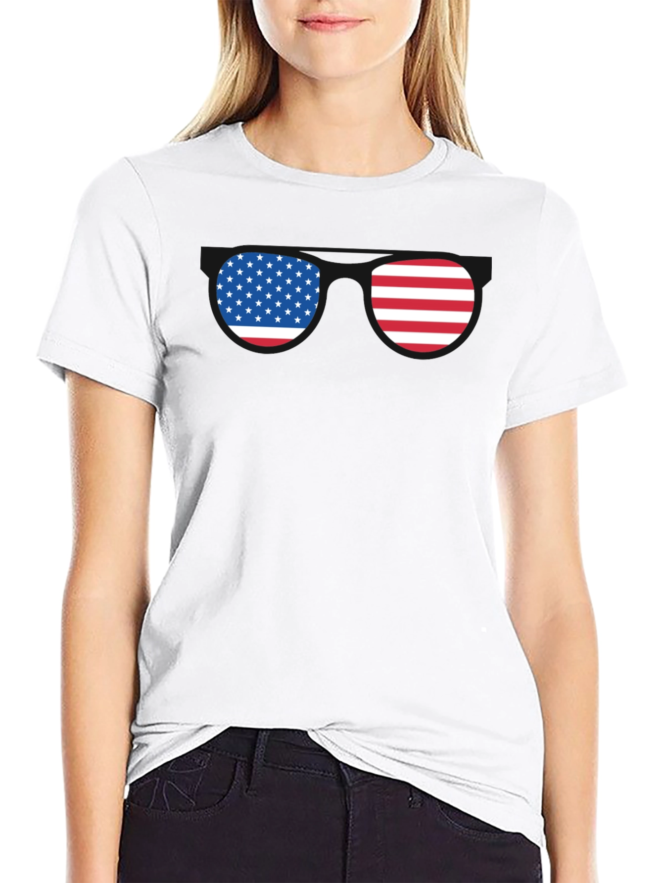 American Flag Sunglasses Graphic T-Shirt
