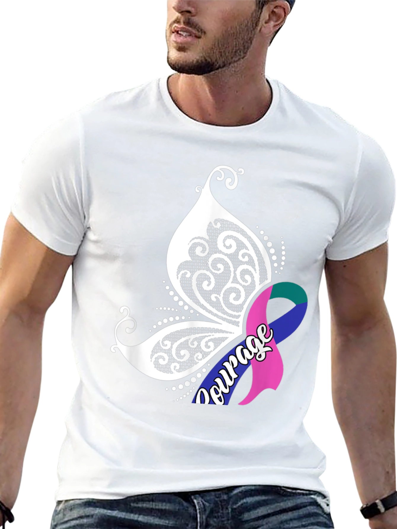 Courage Butterfly Ribbon Graphic Tee