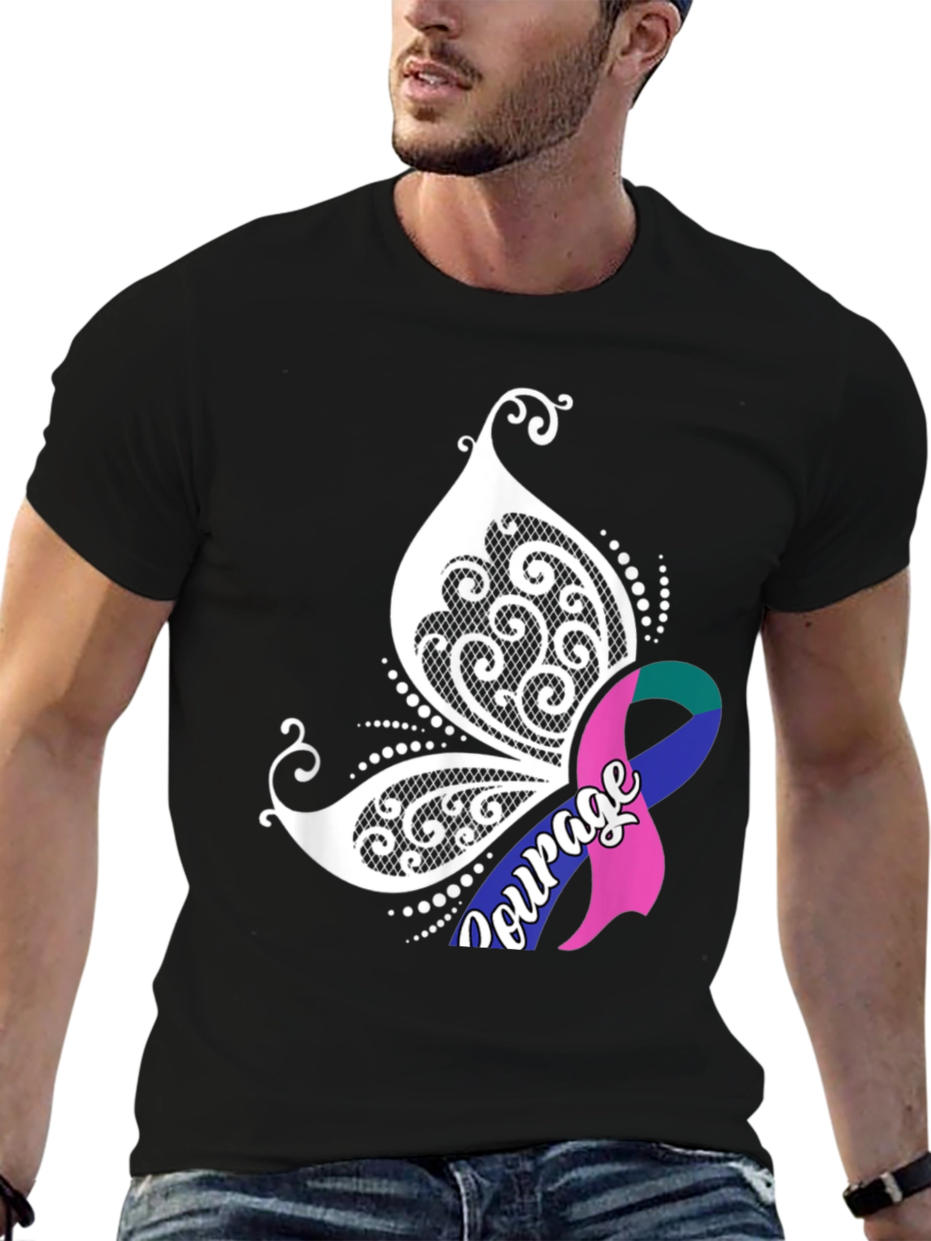 Courage Butterfly Ribbon Graphic Tee