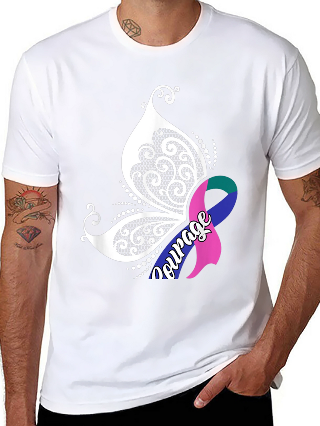 Courage Butterfly Ribbon Graphic Tee