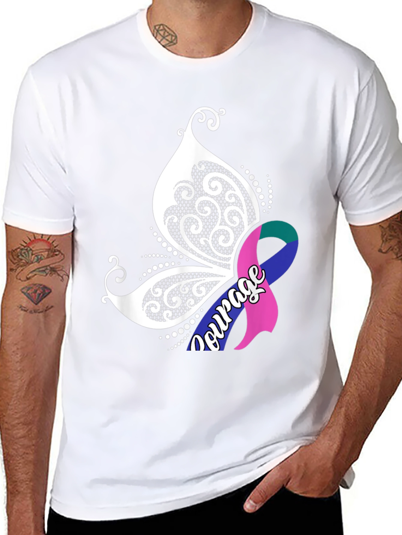 Courage Butterfly Ribbon Graphic Tee