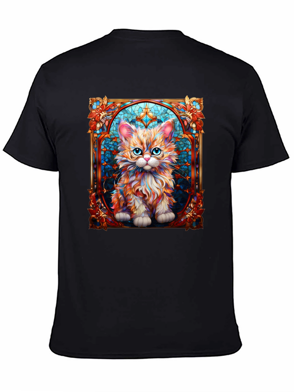 Stained Glass Cat Art T-Shirt