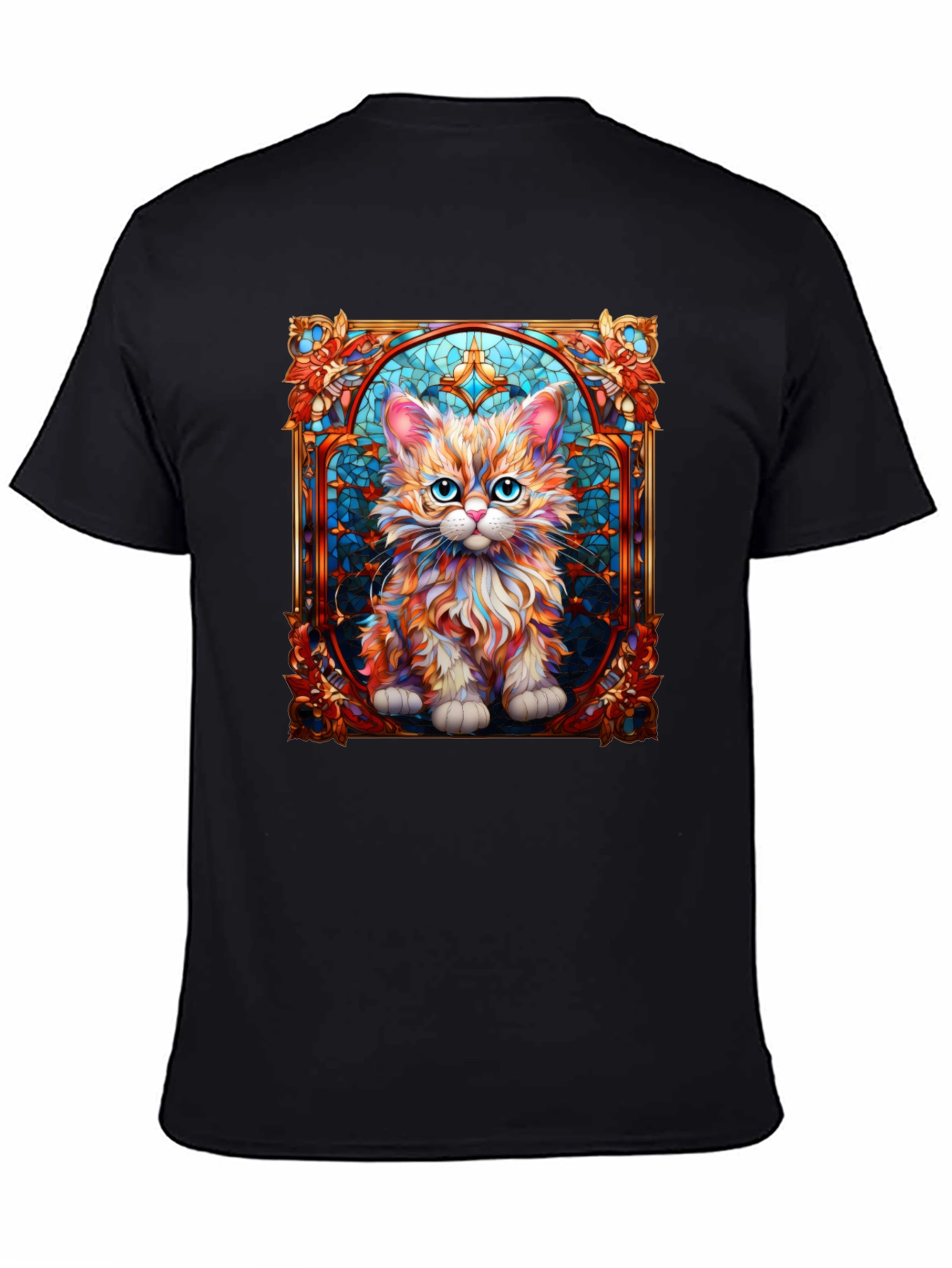 Stained Glass Cat Art T-Shirt