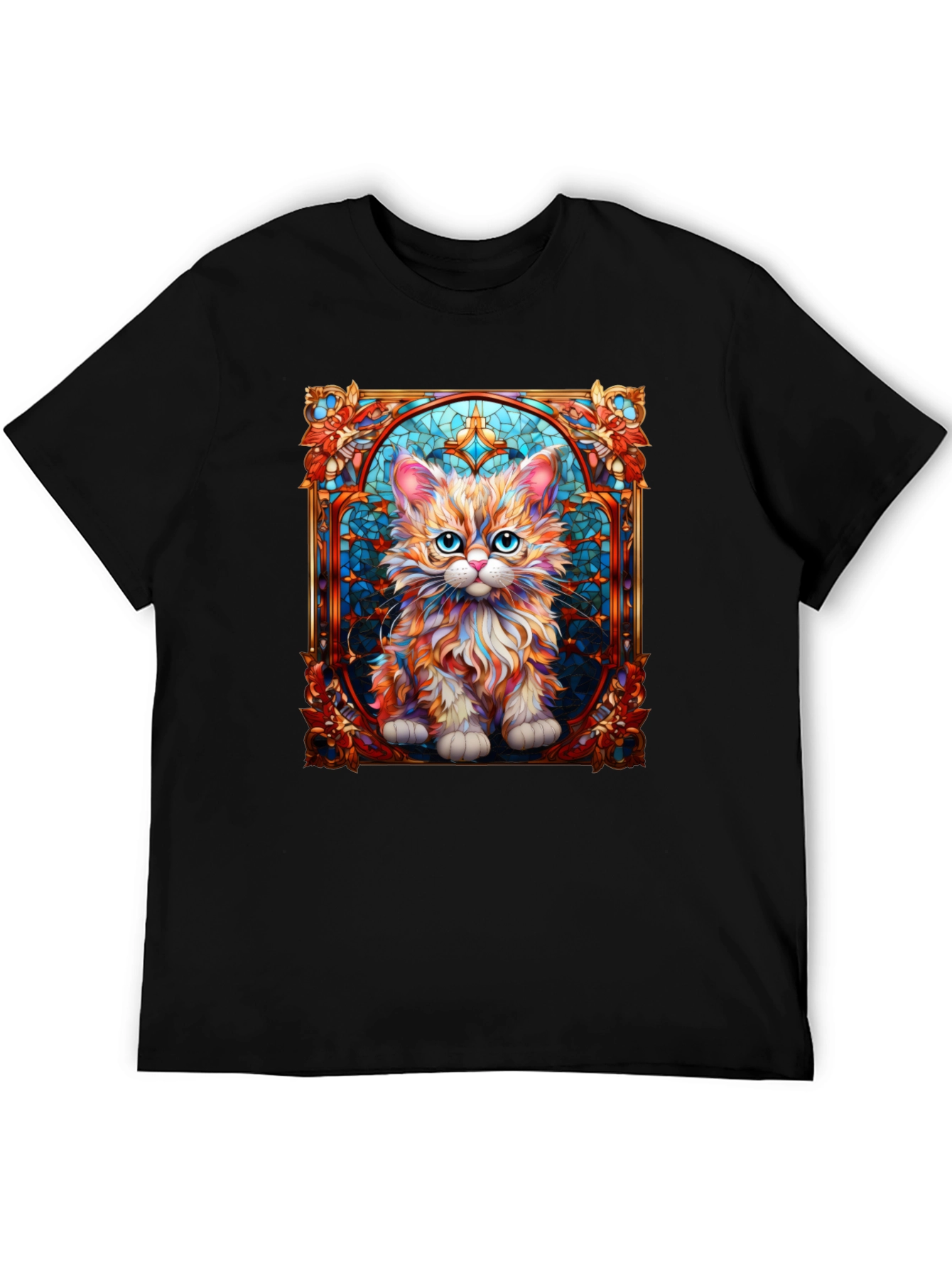 Stained Glass Cat Art T-Shirt