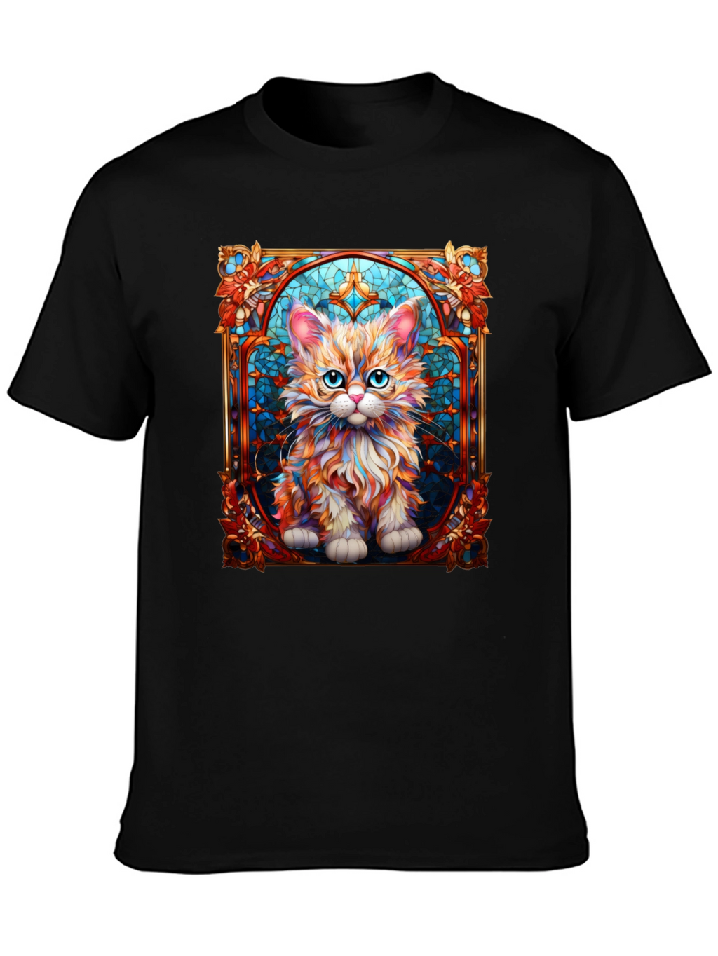 Stained Glass Cat Art T-Shirt