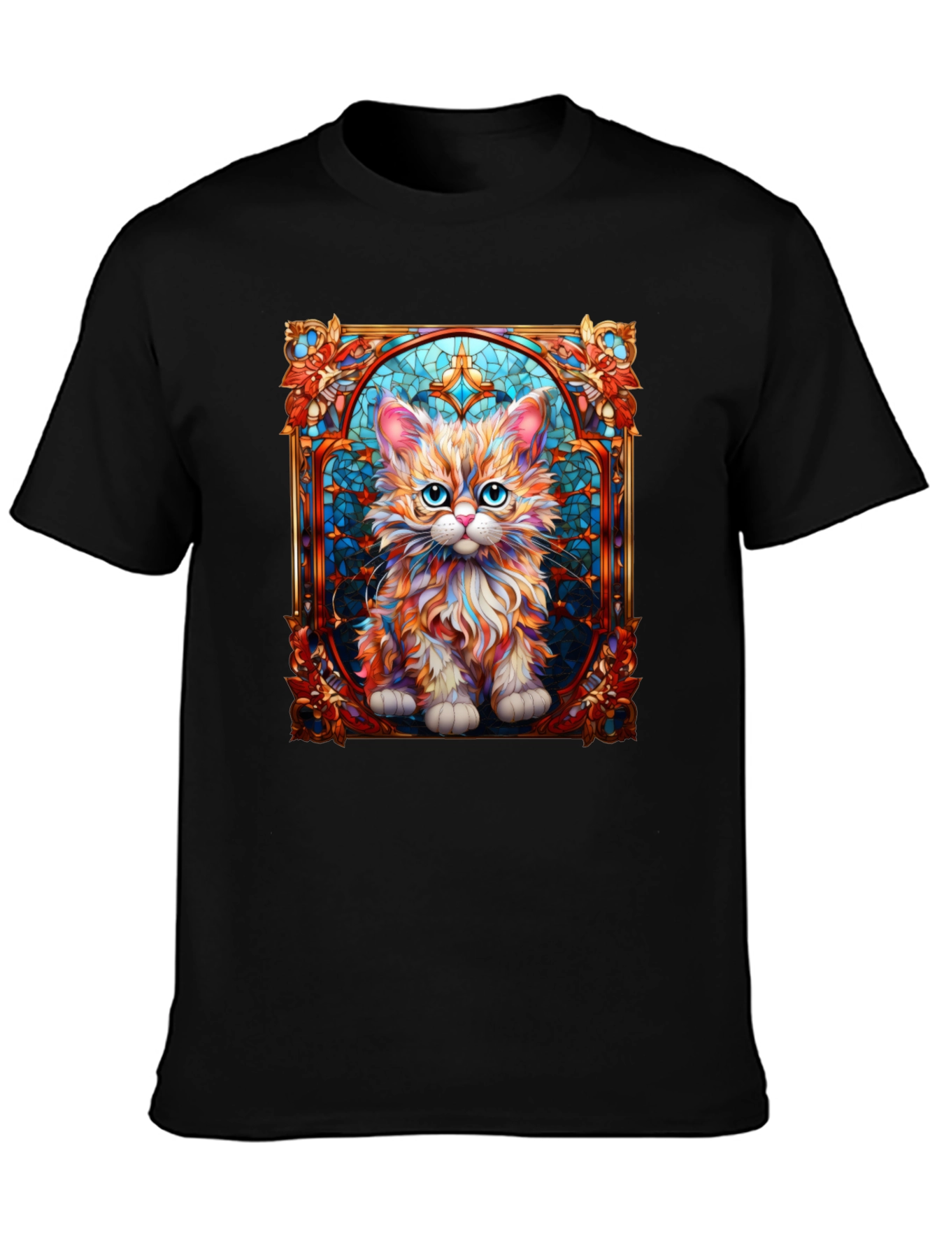 Stained Glass Cat Art T-Shirt