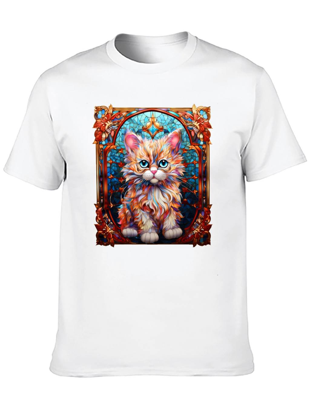 Stained Glass Cat Art T-Shirt