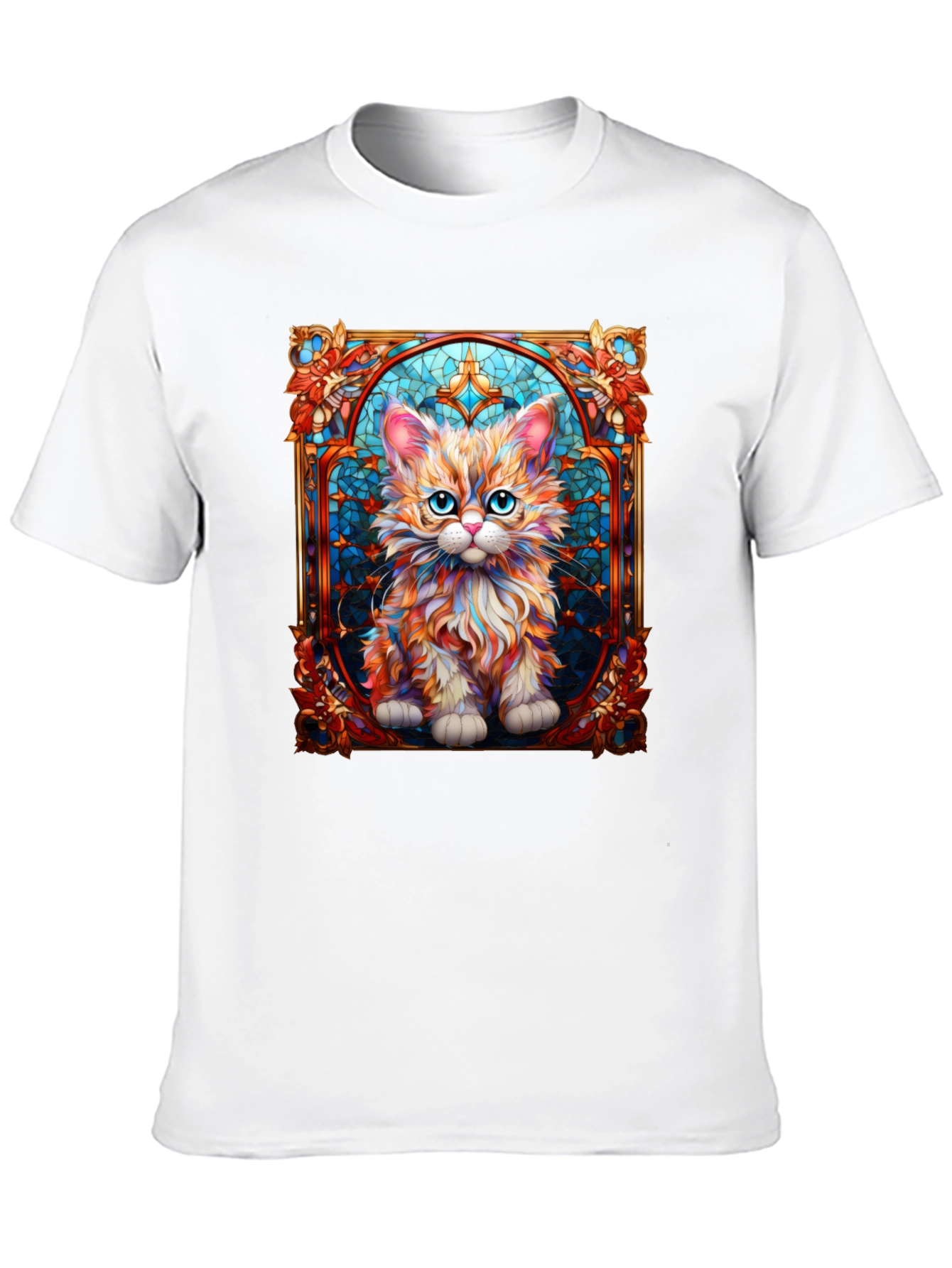 Stained Glass Cat Art T-Shirt