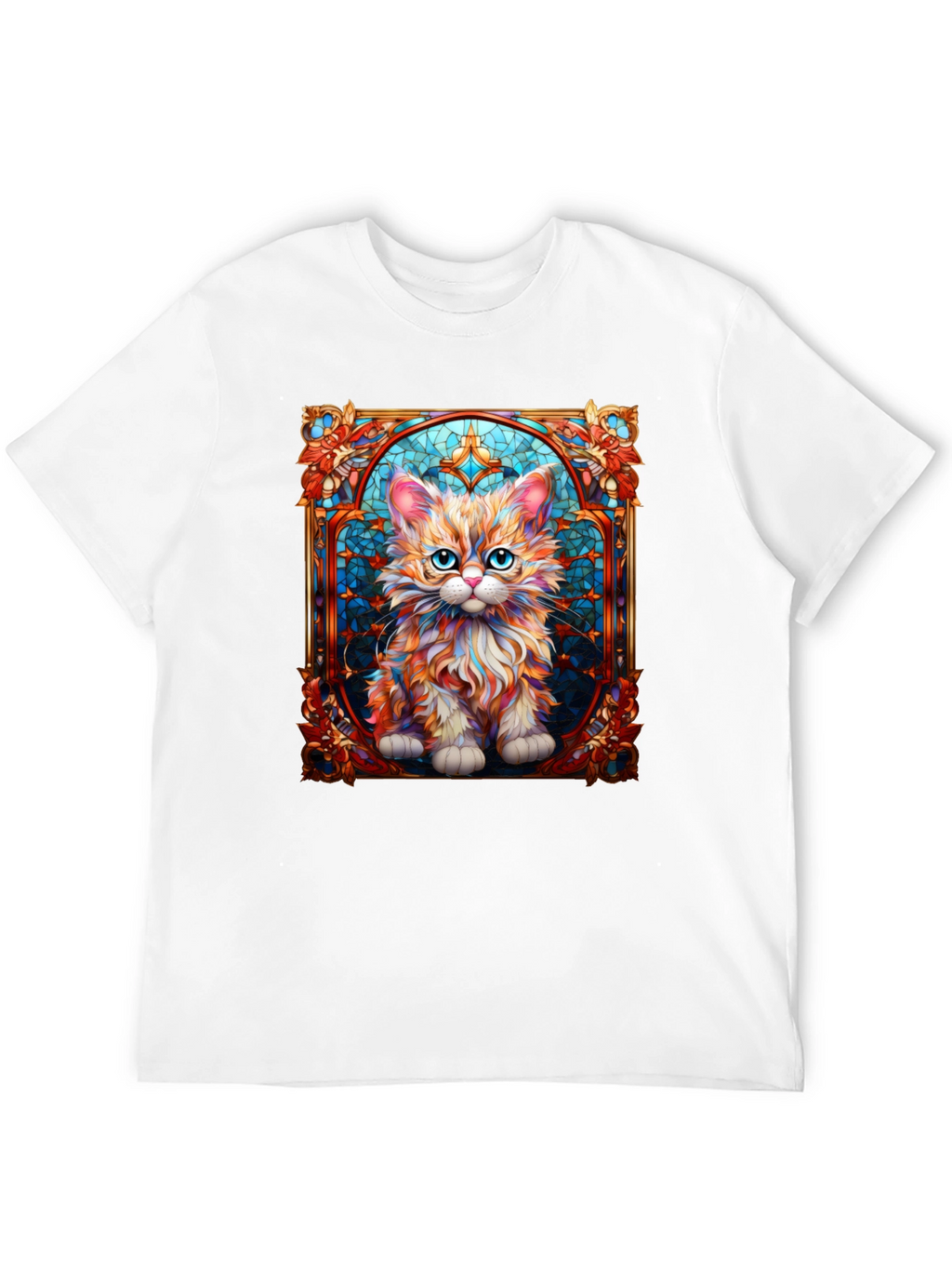 Stained Glass Cat Art T-Shirt
