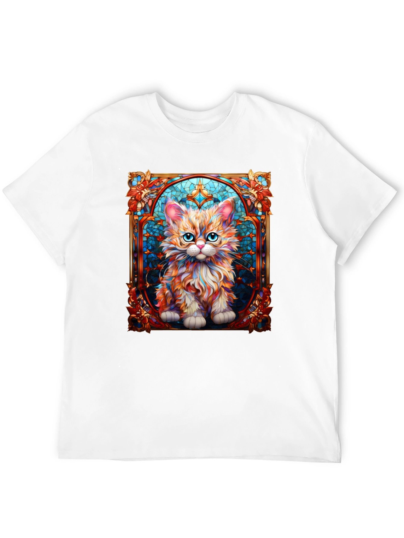 Stained Glass Cat Art T-Shirt