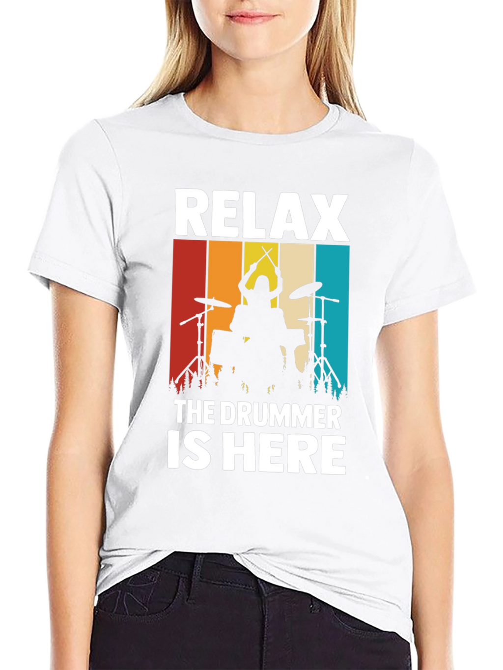 Relax The Drummer is Here T-Shirt - Drummer Silhouette