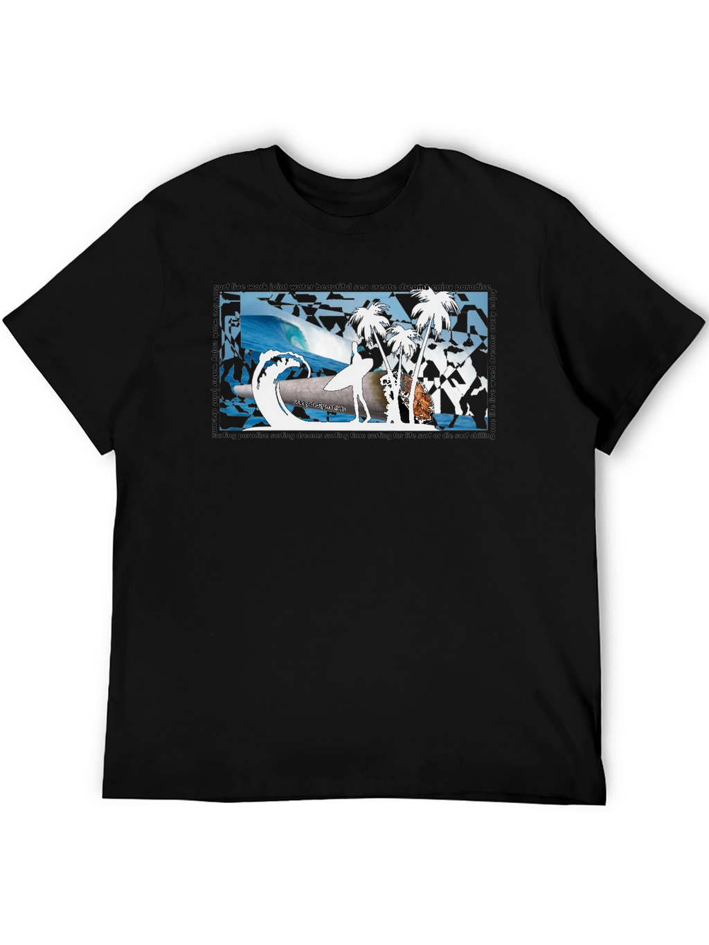 Surfing Paradise Black T-Shirt