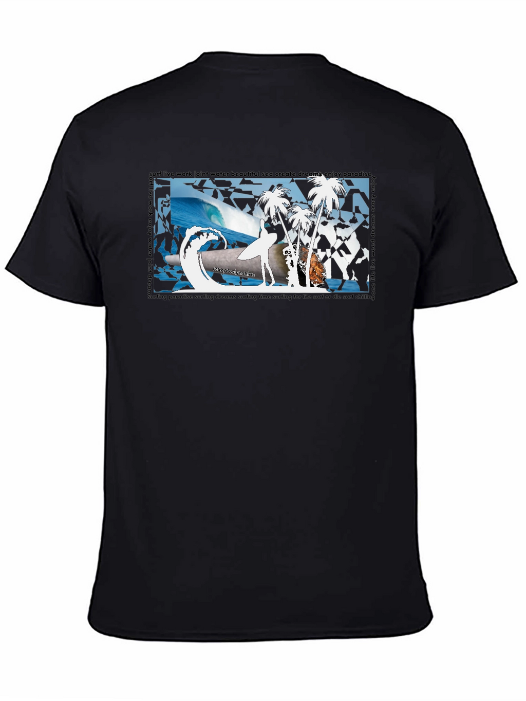 Surfing Paradise Black T-Shirt