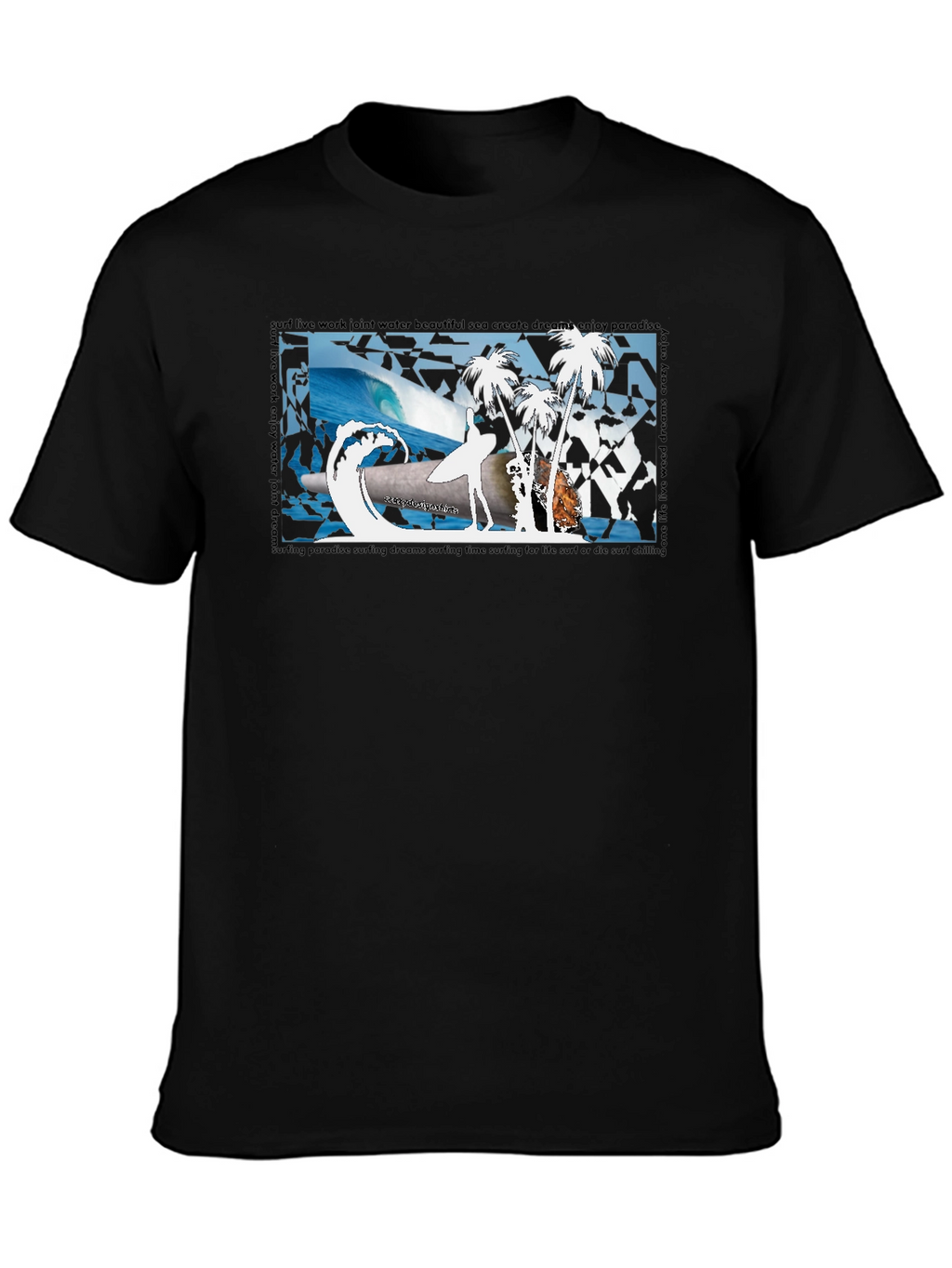 Surfing Paradise Black T-Shirt