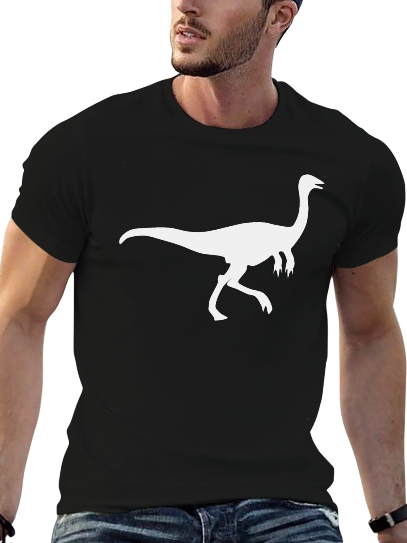 Dinosaur Graphic Tee - Black Cotton T-Shirt