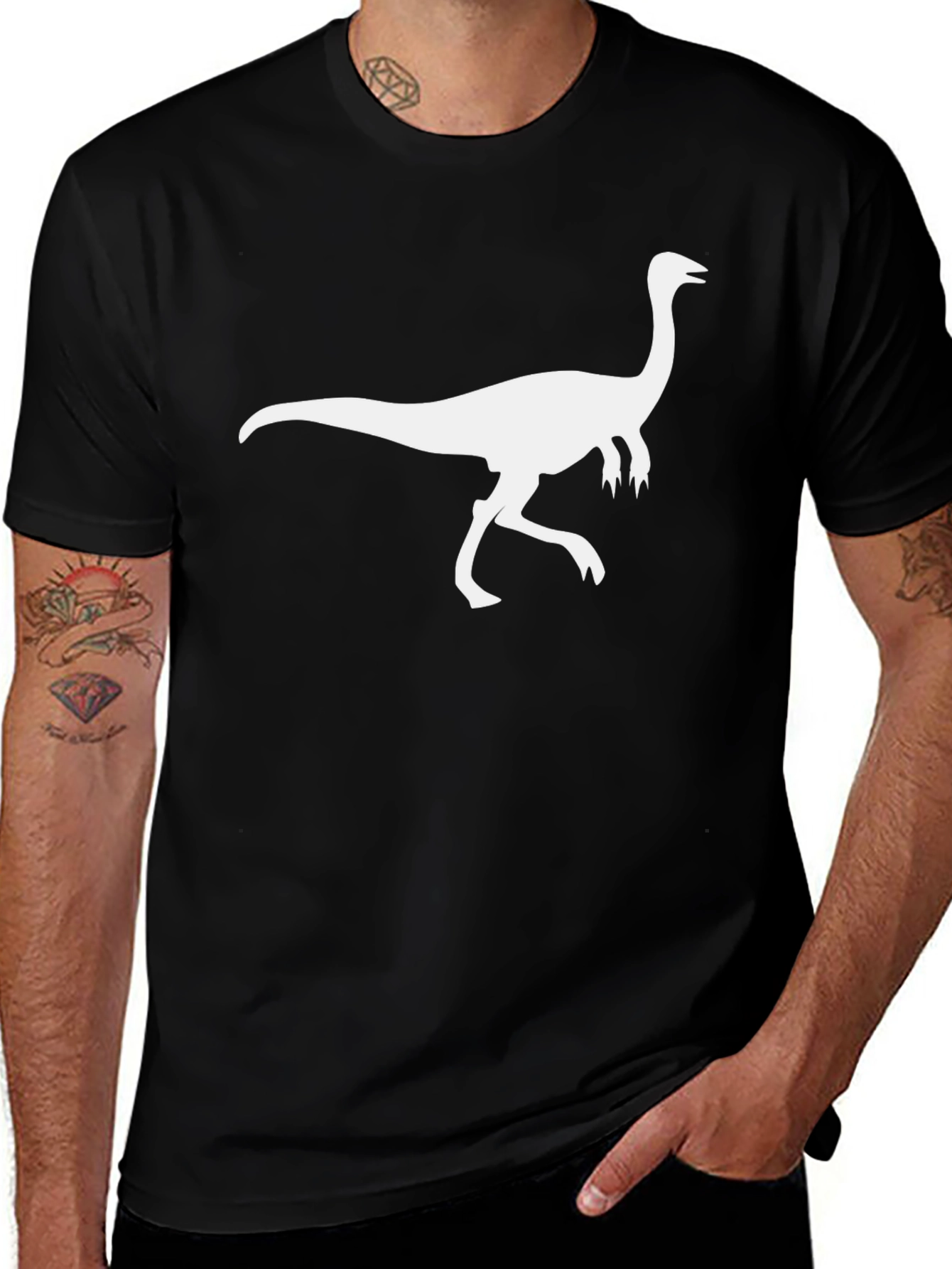 Dinosaur Graphic Tee - Black Cotton T-Shirt