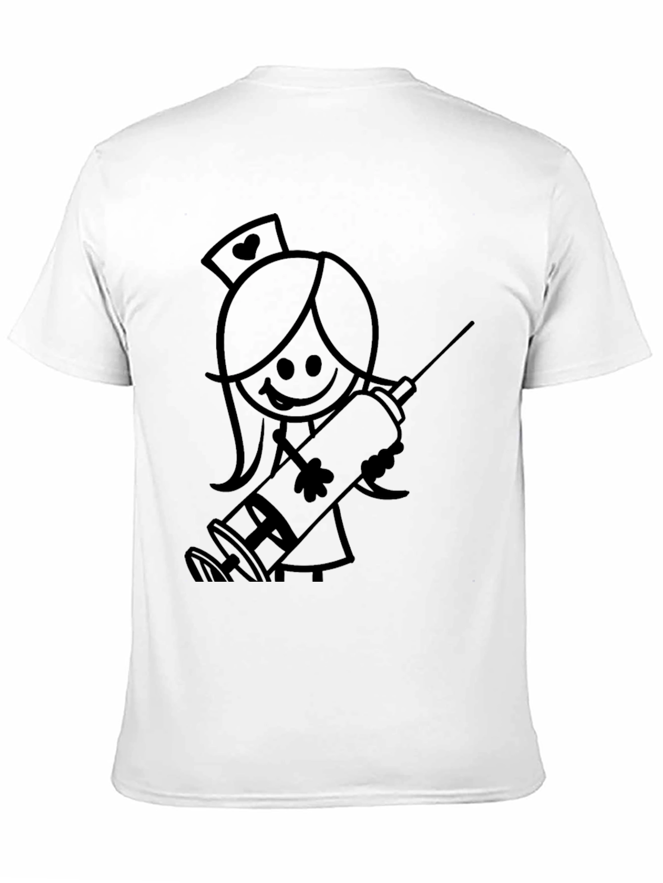 Nurse Stick Figure Graphic Tee - Black Cotton