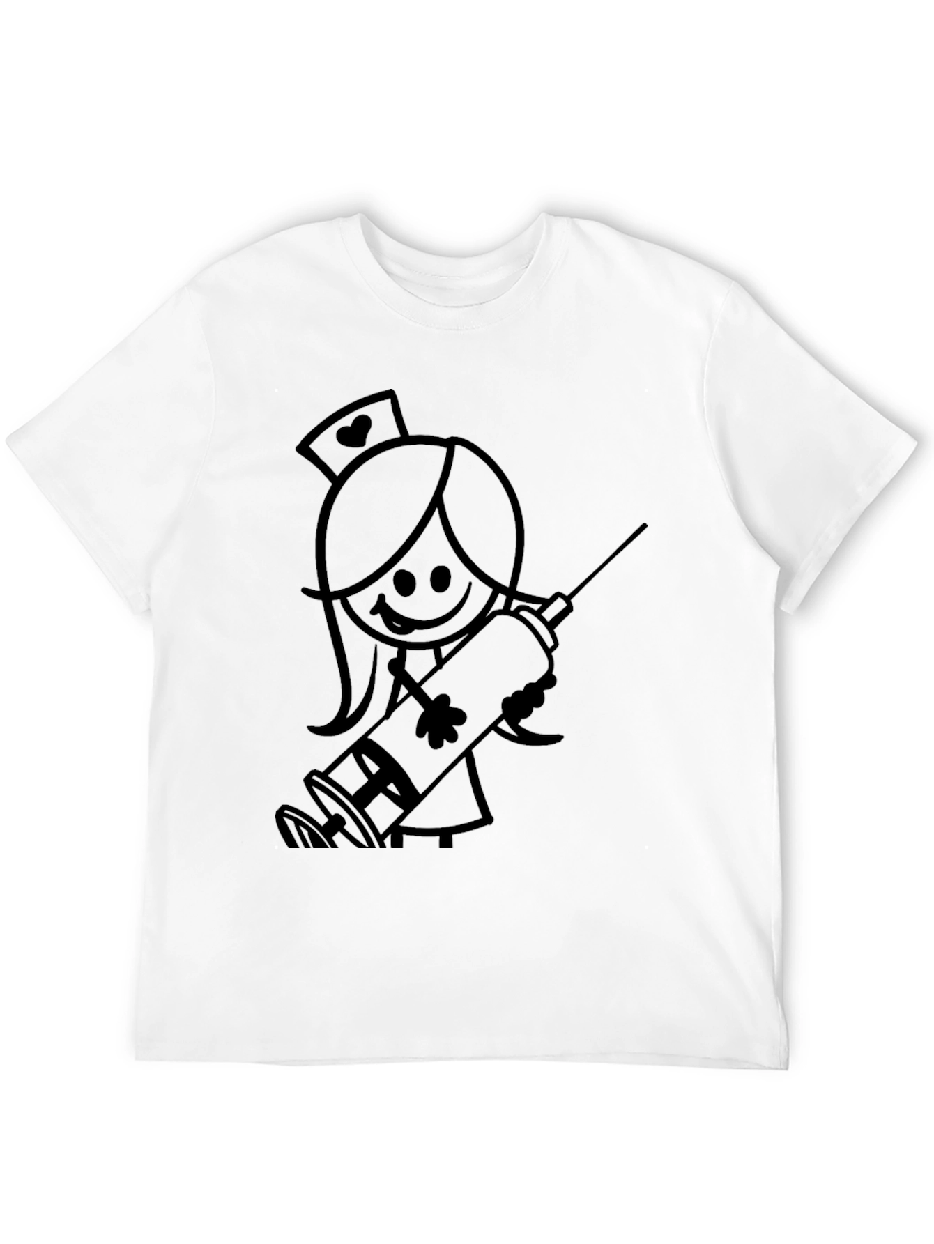 Nurse Stick Figure Graphic Tee - Black Cotton