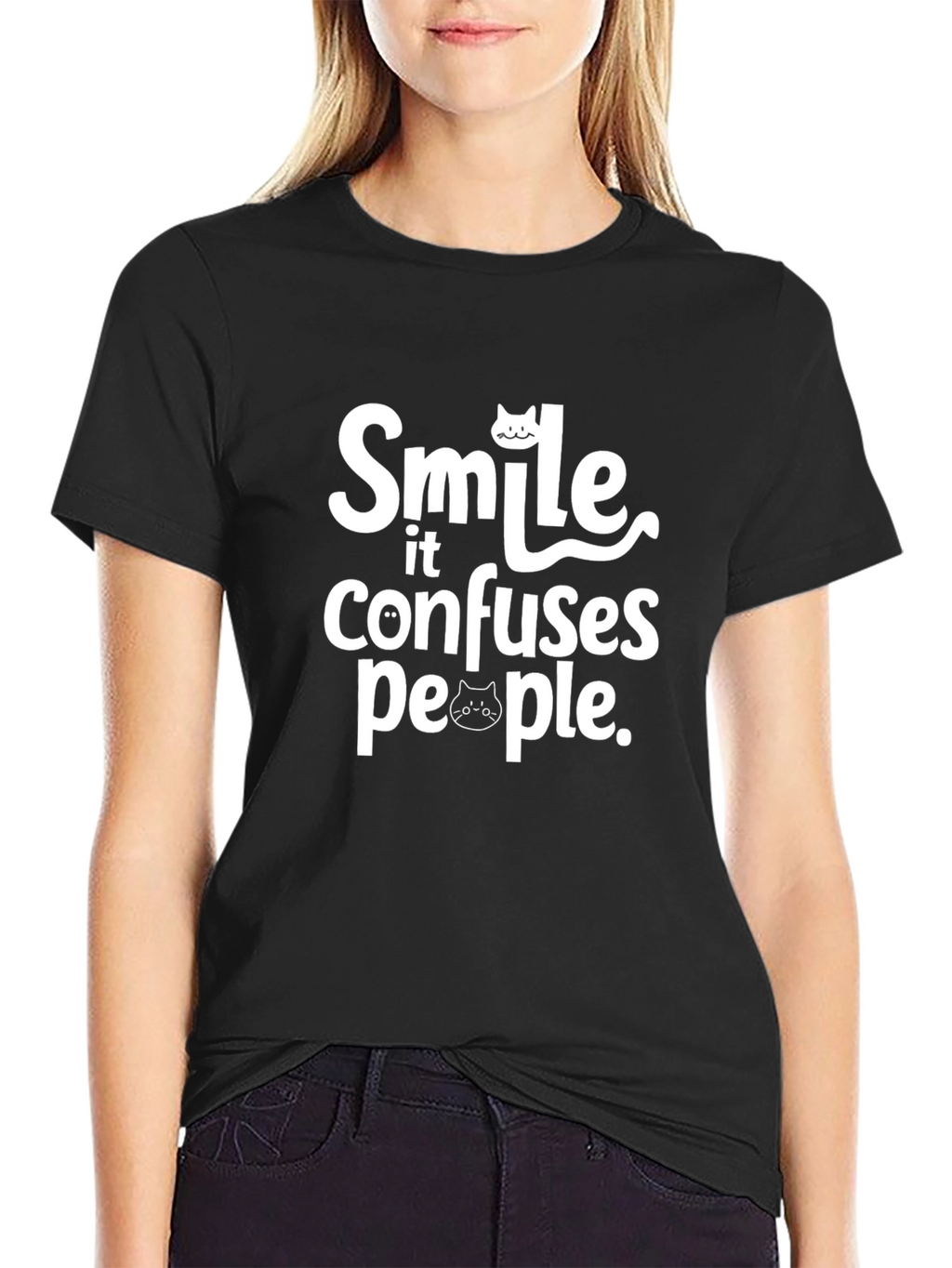 Smile Confuses People Black T-Shirt