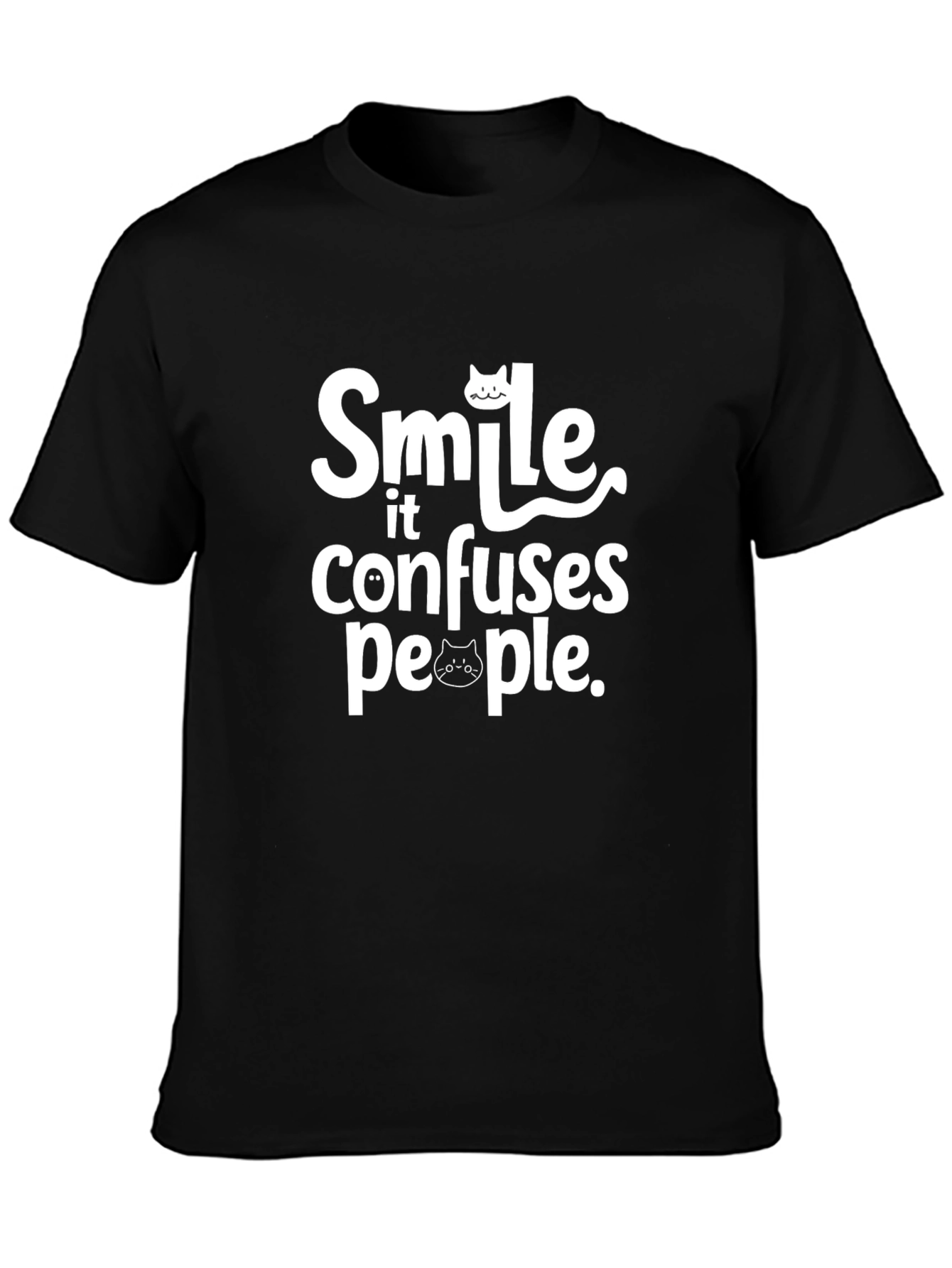 Smile Confuses People Black T-Shirt