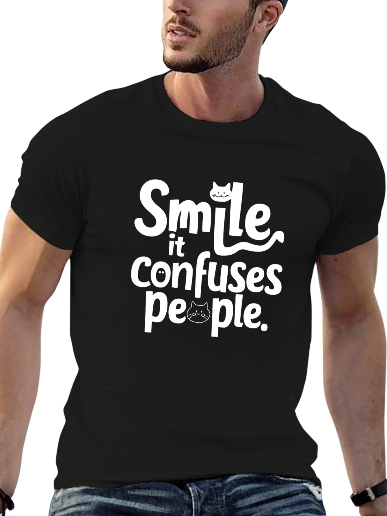 Smile Confuses People Black T-Shirt