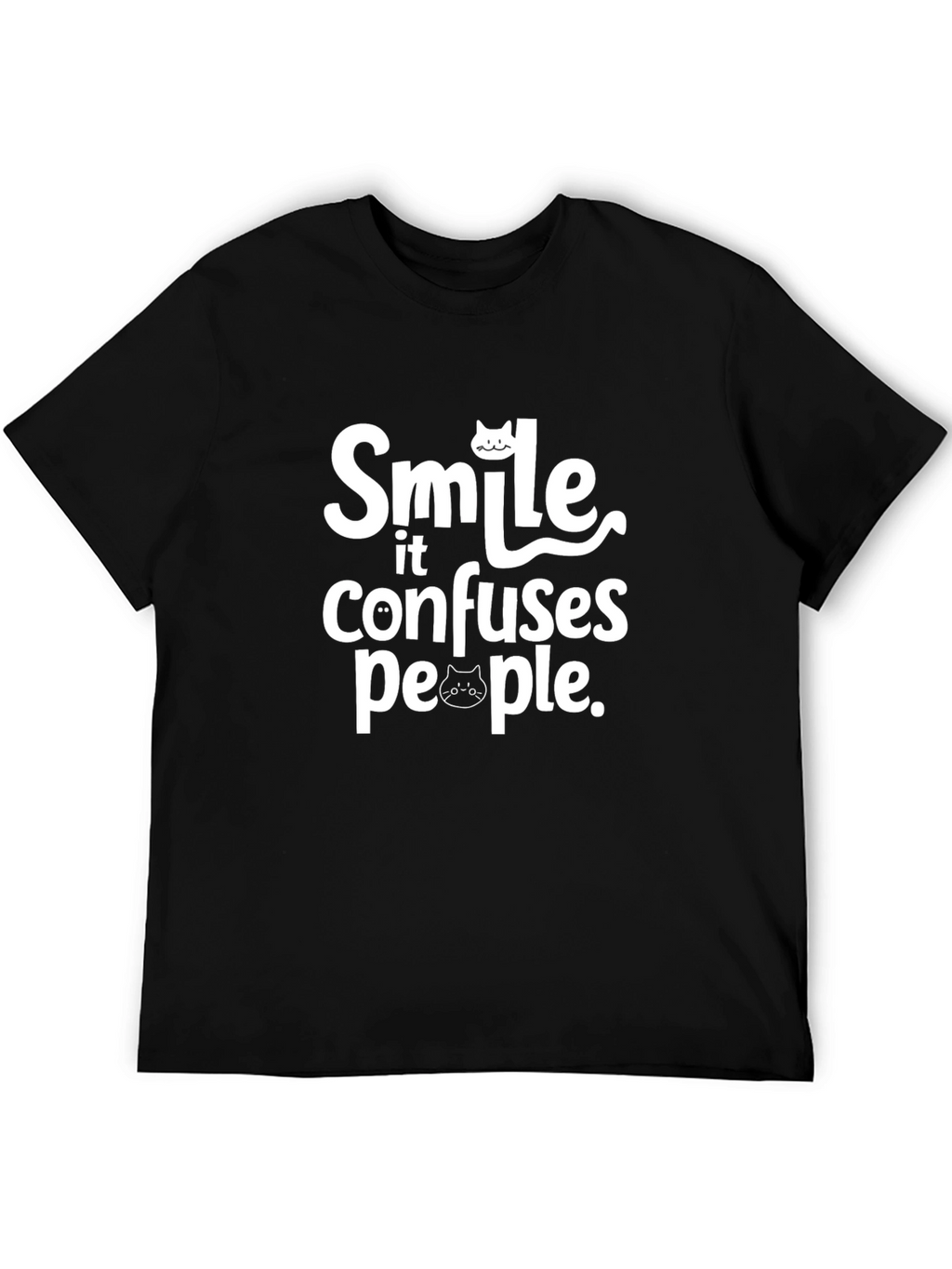 Smile Confuses People Black T-Shirt