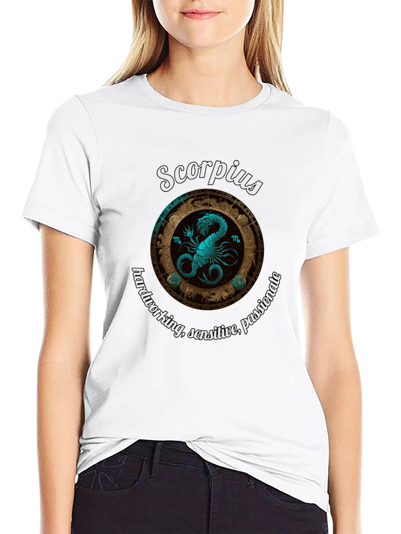 Scorpio Zodiac T-Shirt: Hardworking Sensitive Passionate Design