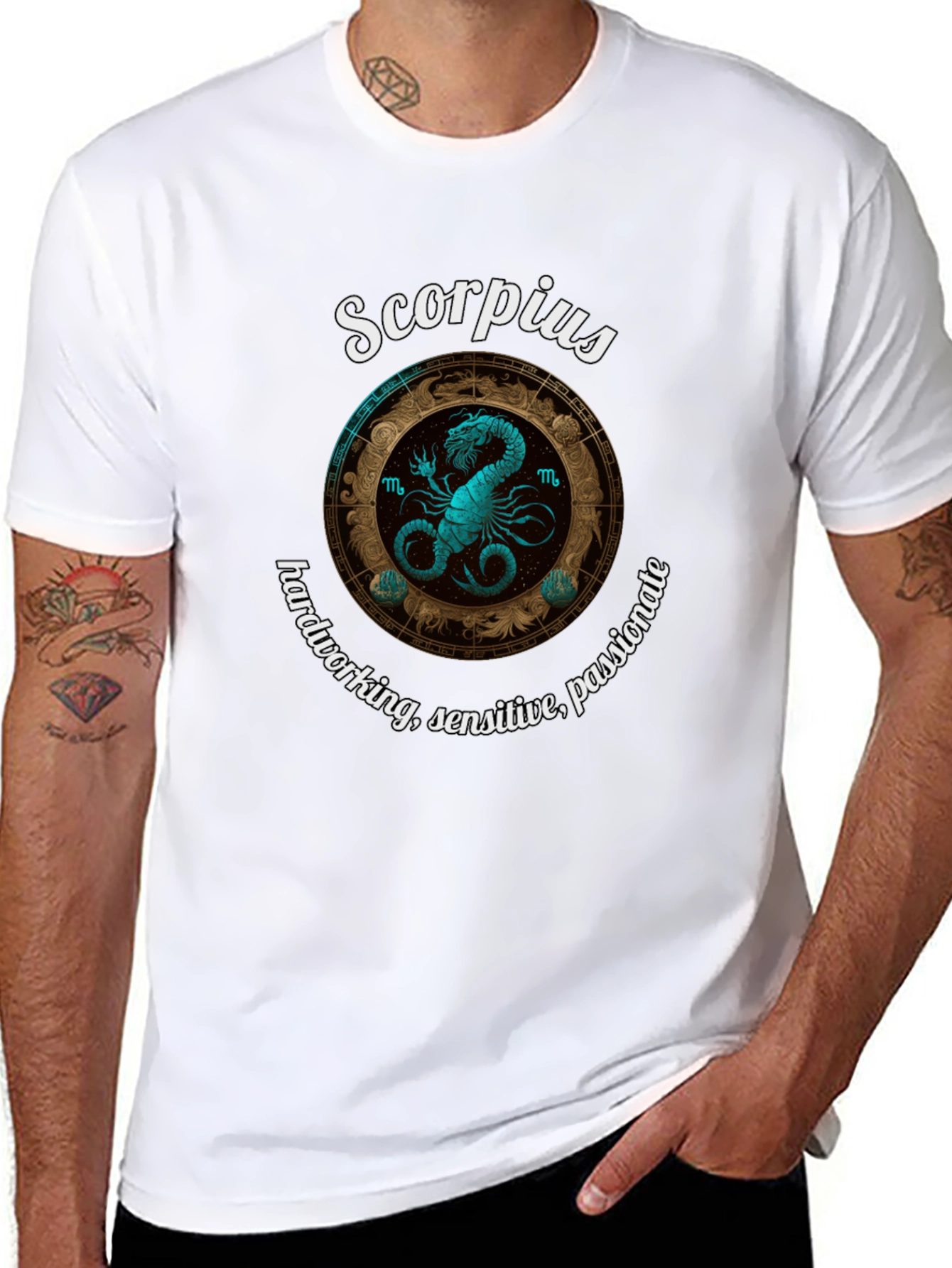 Scorpio Zodiac T-Shirt: Hardworking Sensitive Passionate Design