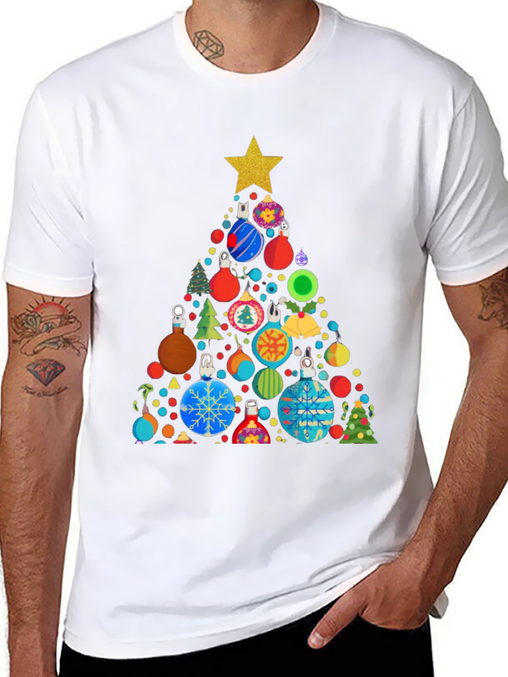Festive Christmas Ornament Tree Graphic Tee
