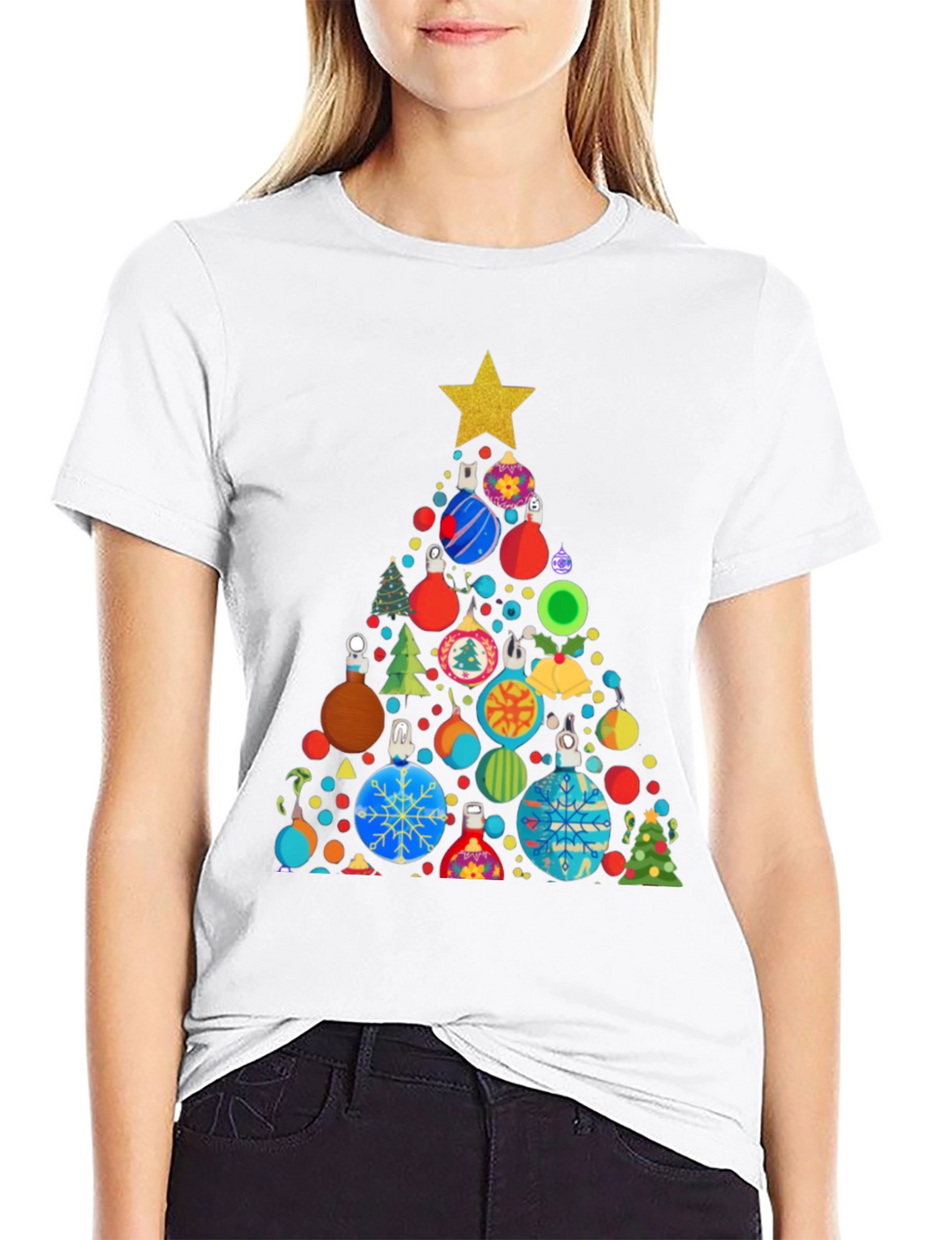 Festive Christmas Ornament Tree Graphic Tee