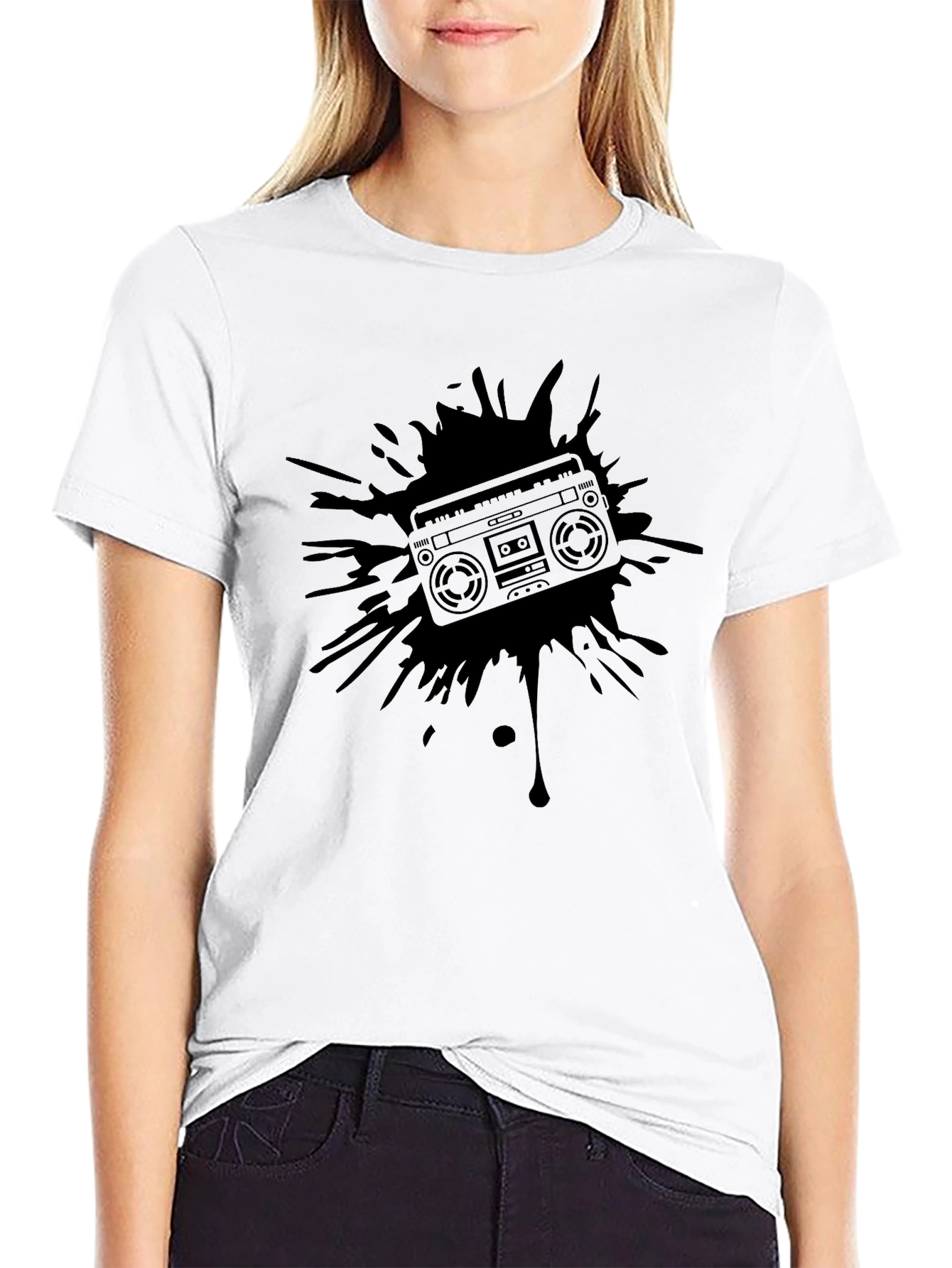 Retro Boombox Splash Graphic T-Shirt