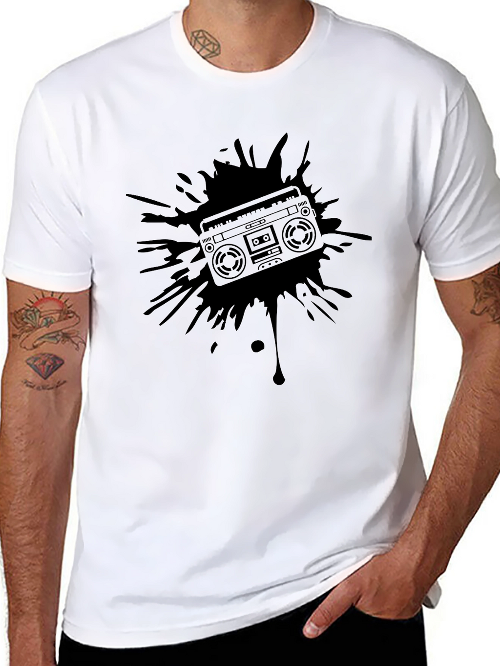 Retro Boombox Splash Graphic T-Shirt