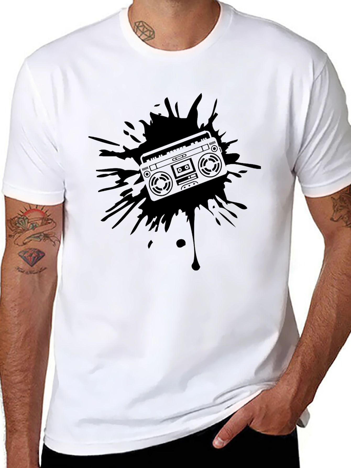 Retro Boombox Splash Graphic T-Shirt