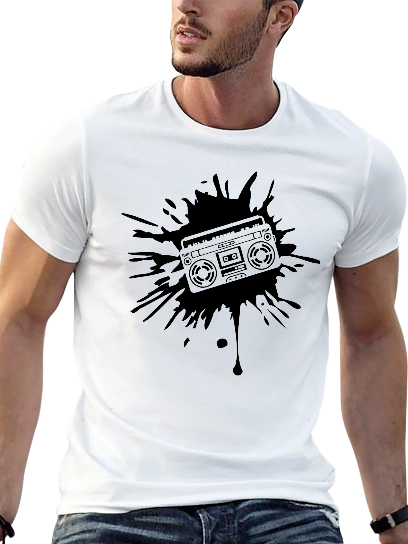 Retro Boombox Splash Graphic T-Shirt