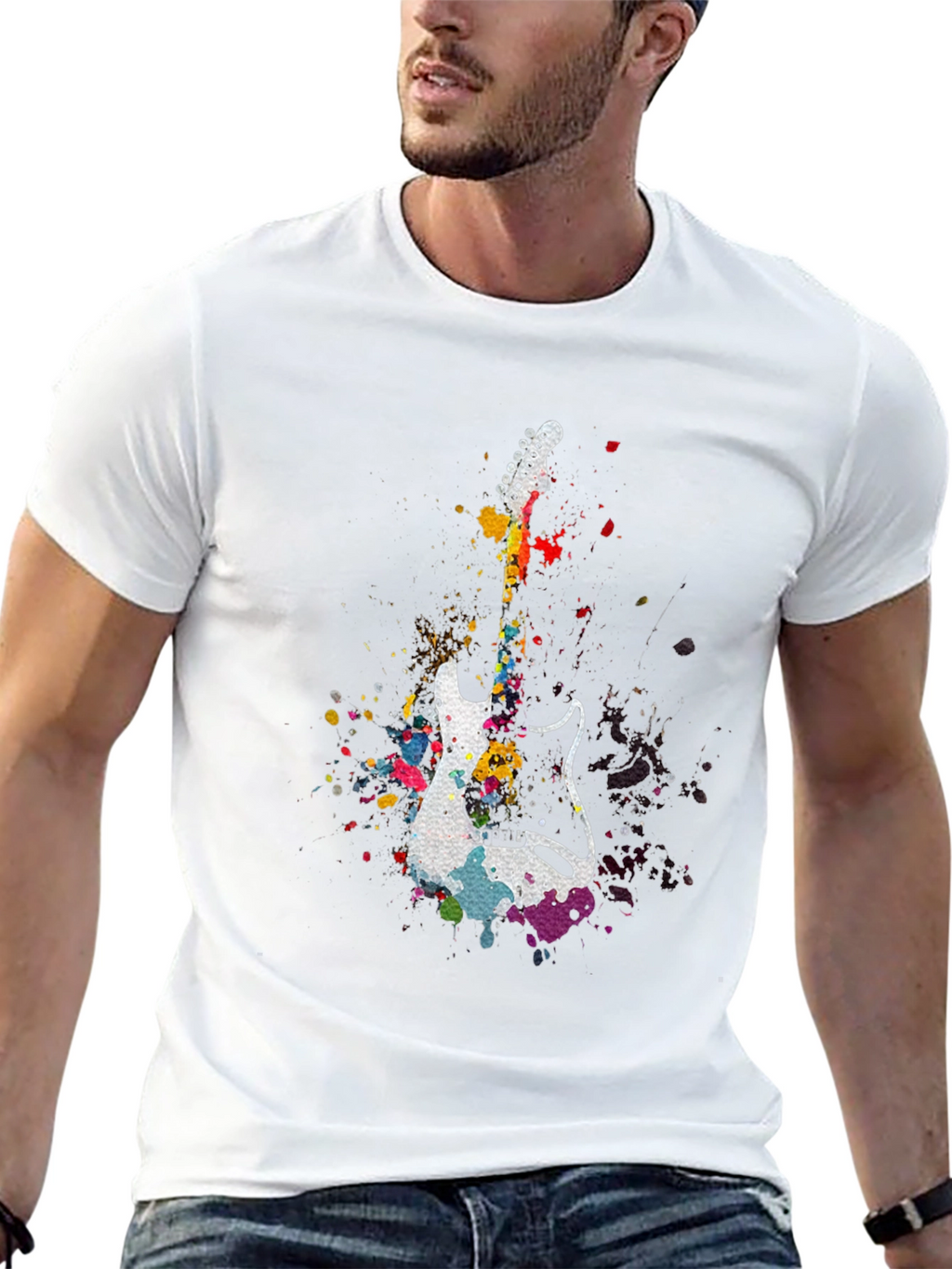 Guitar Splatter T-Shirt - Music Lover Tee