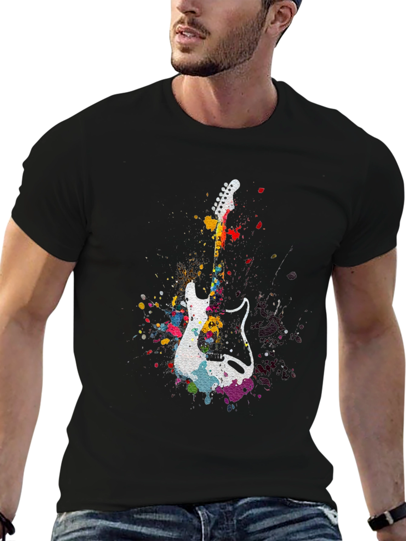 Guitar Splatter T-Shirt - Music Lover Tee