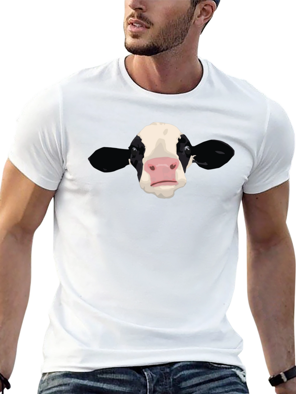 Cow Face Graphic Black T-Shirt
