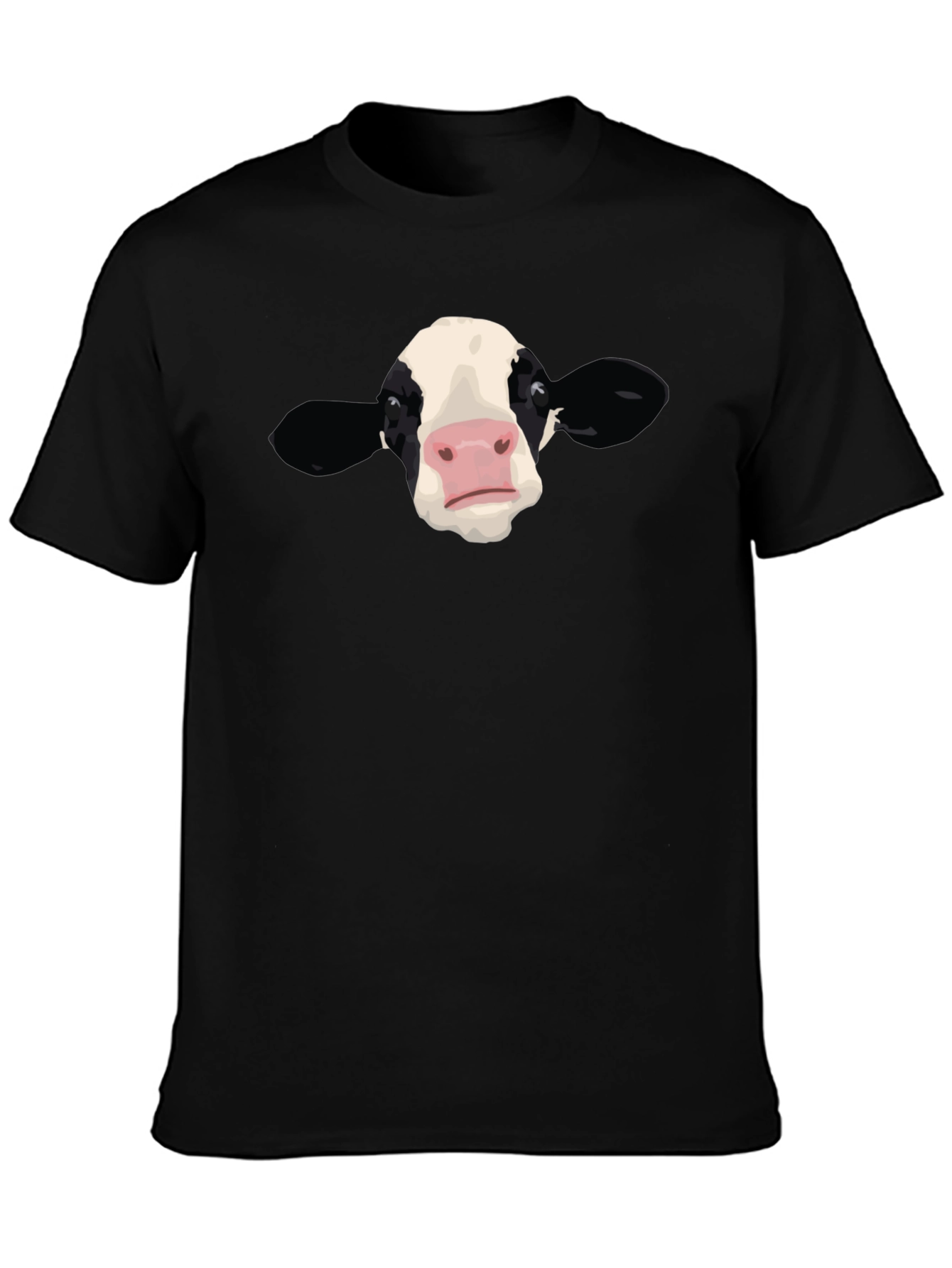 Cow Face Graphic Black T-Shirt