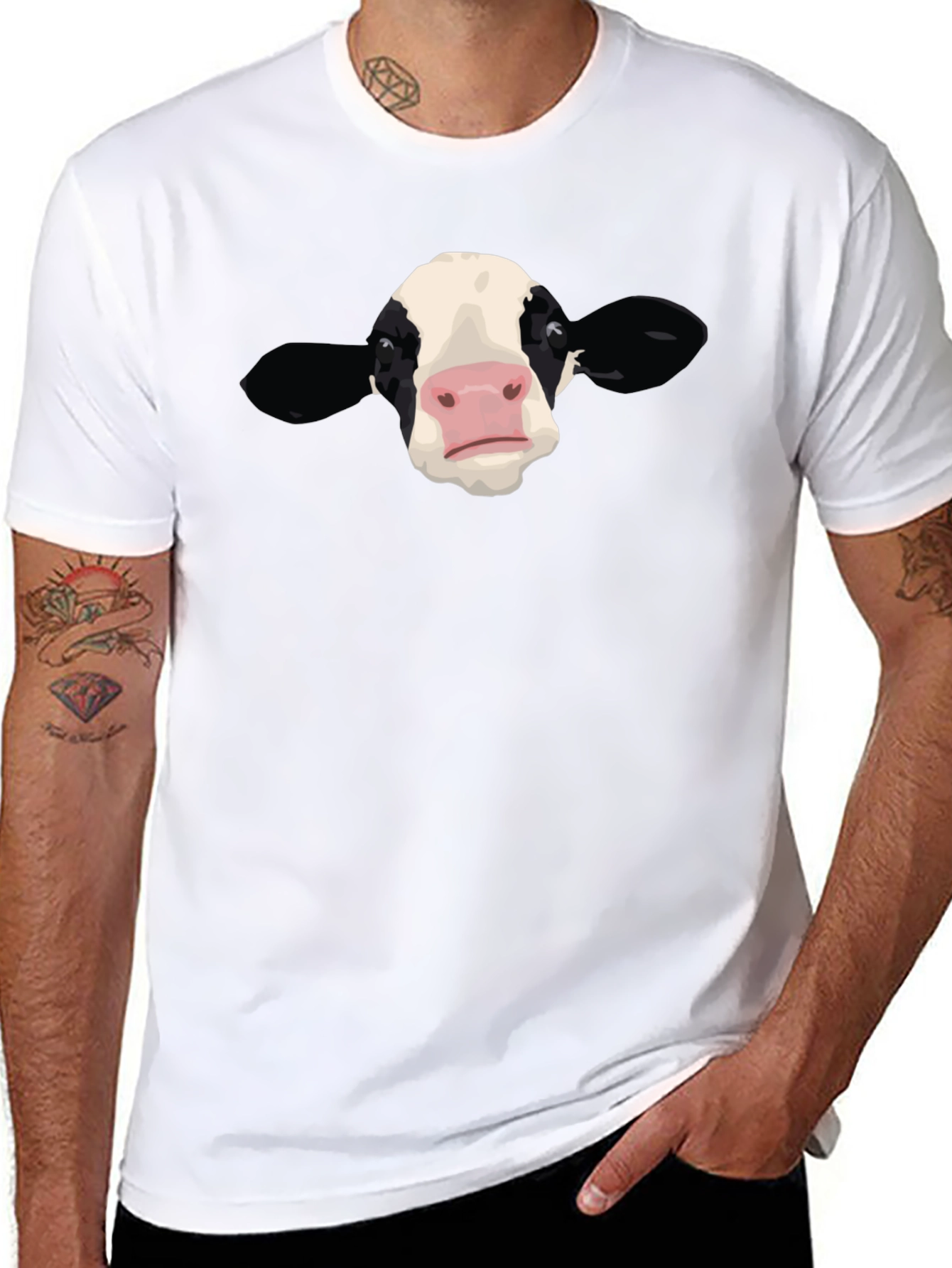 Cow Face Graphic Black T-Shirt