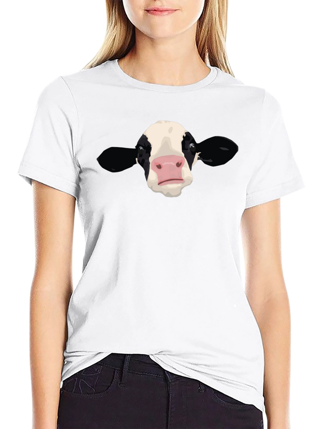 Cow Face Graphic Black T-Shirt