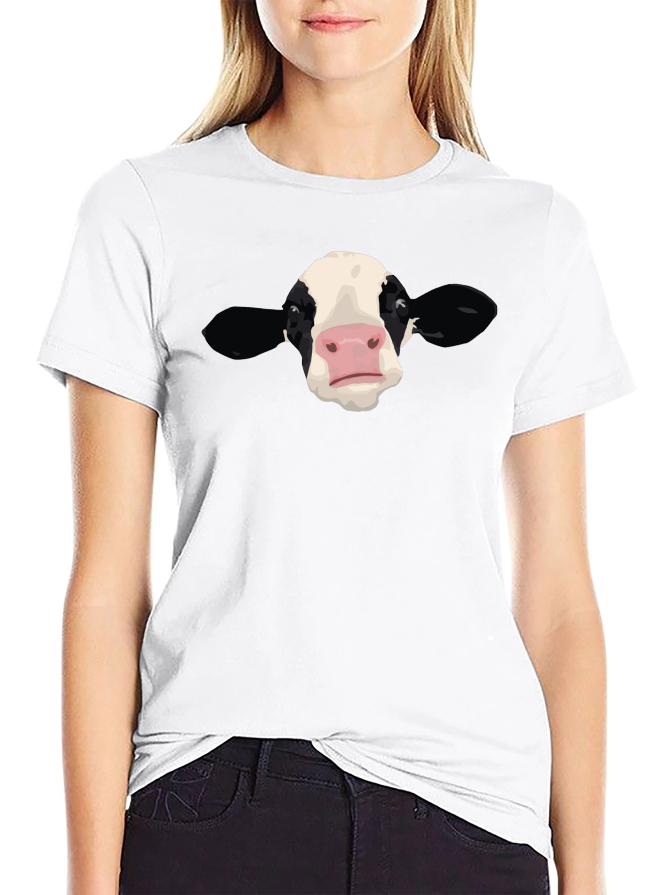 Cow Face Graphic Black T-Shirt