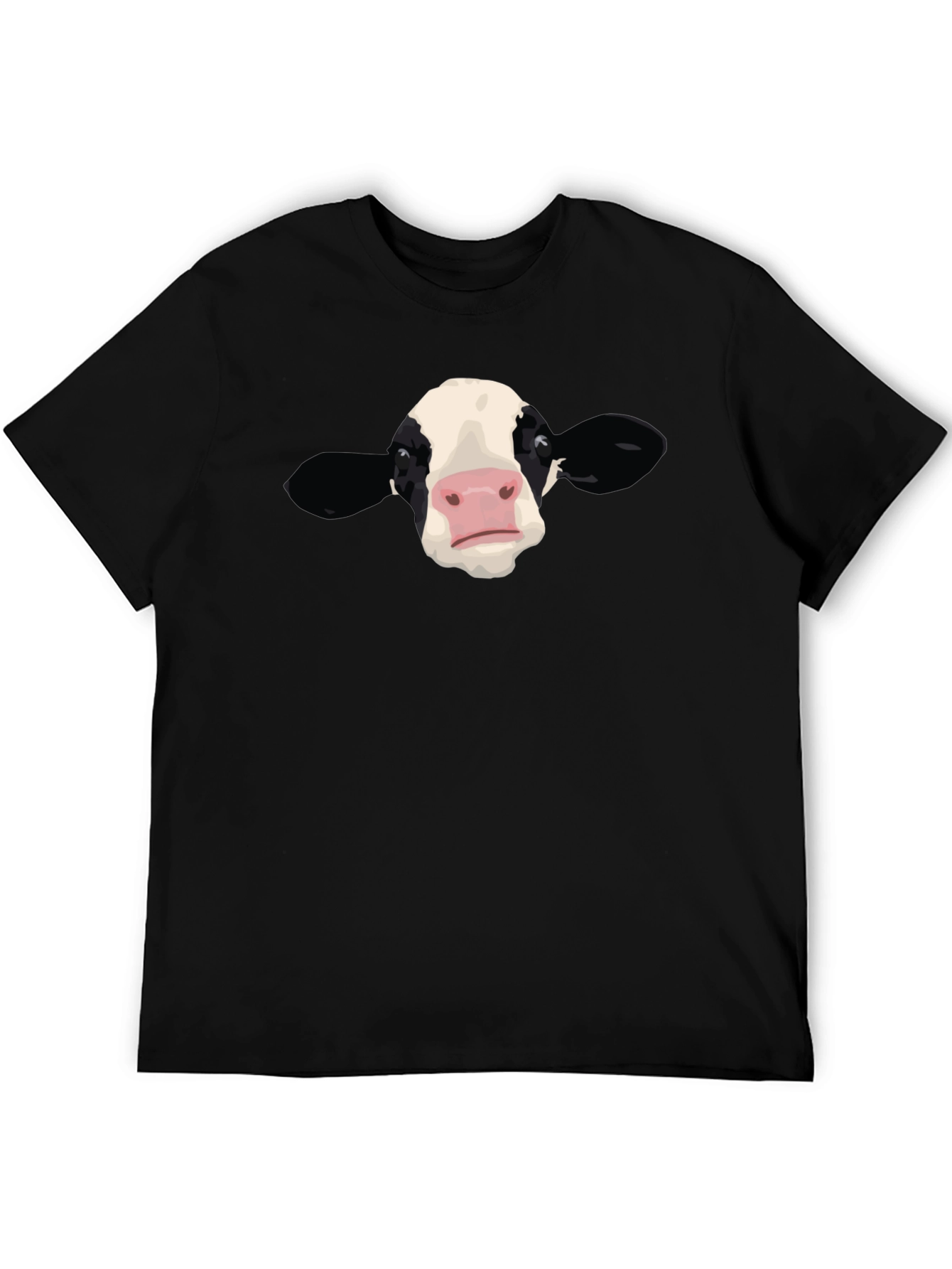 Cow Face Graphic Black T-Shirt