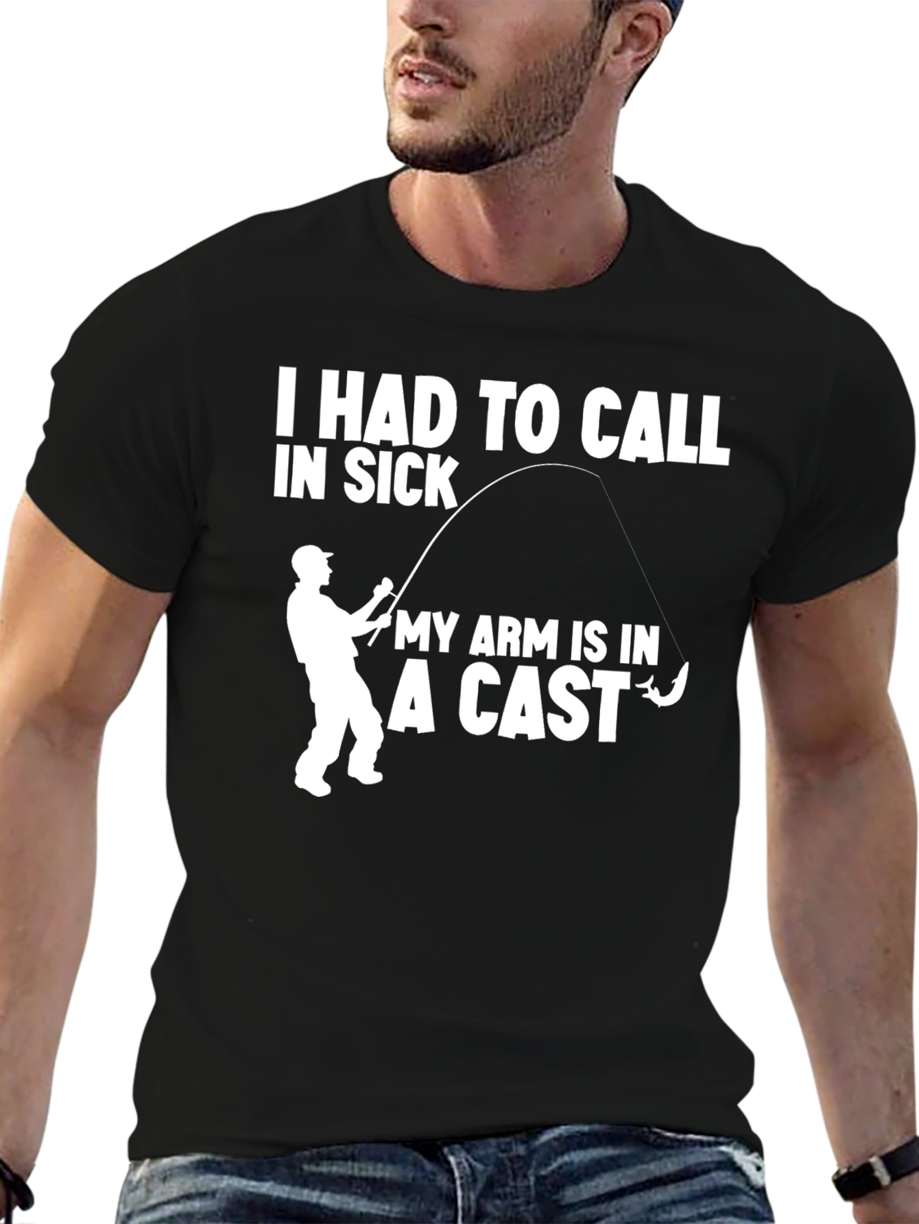 Fishing Arm Cast Funny Graphic T-Shirt