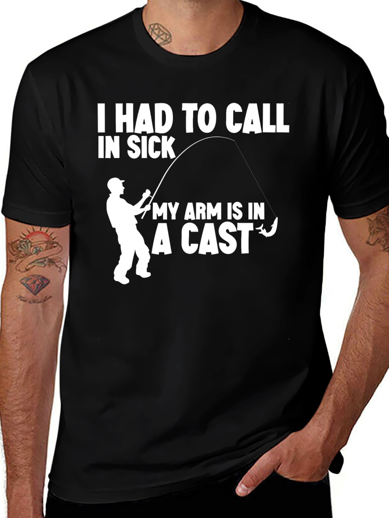 Fishing Arm Cast Funny Graphic T-Shirt