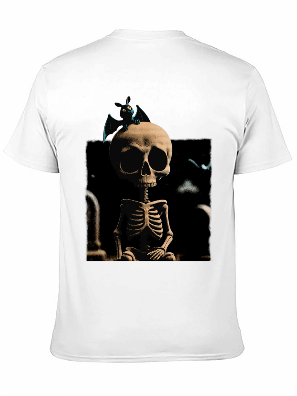 Spooky Skeleton & Bat Graphic Tee