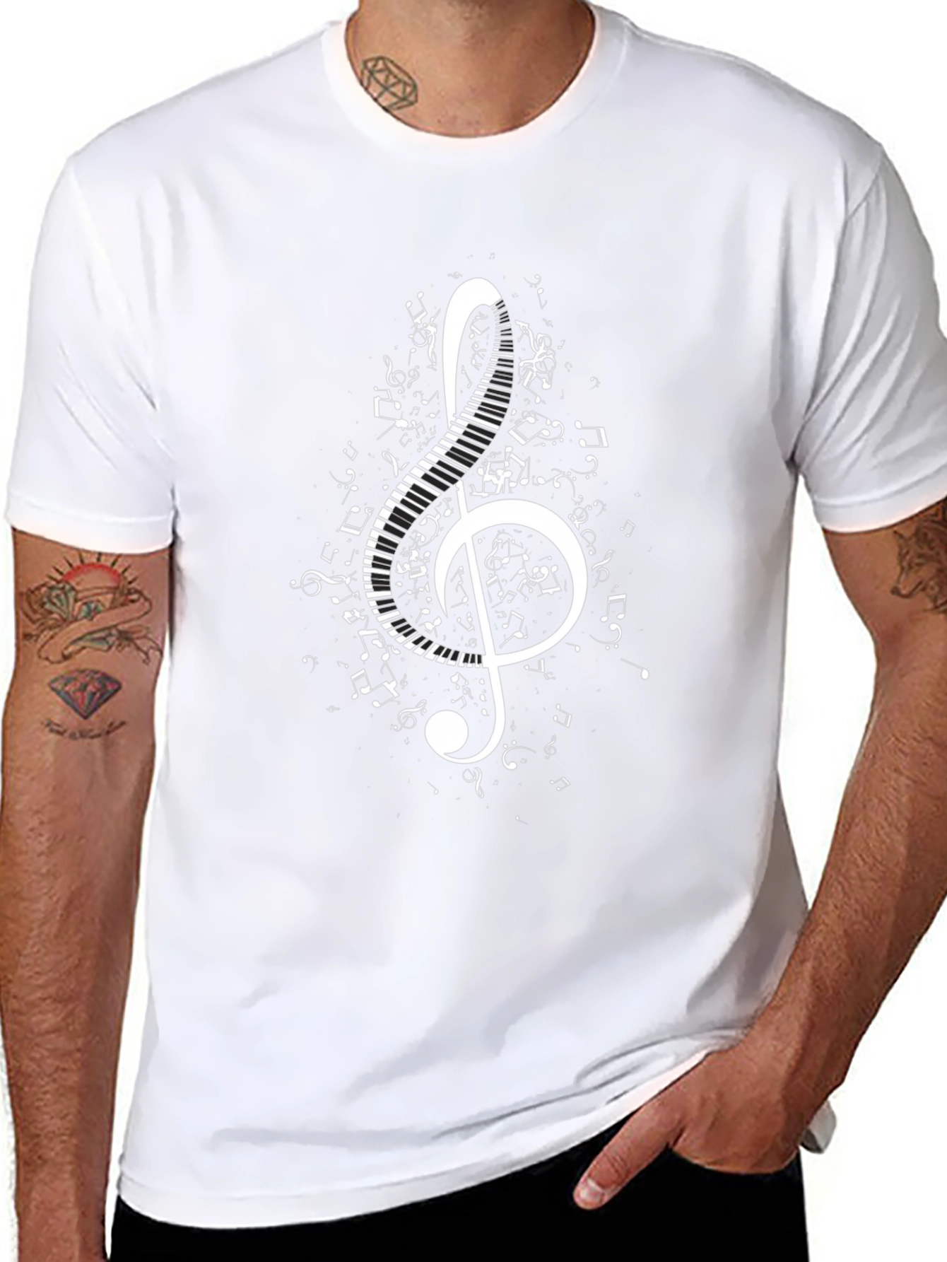 Musical Treble Clef Piano Keys Graphic T-Shirt