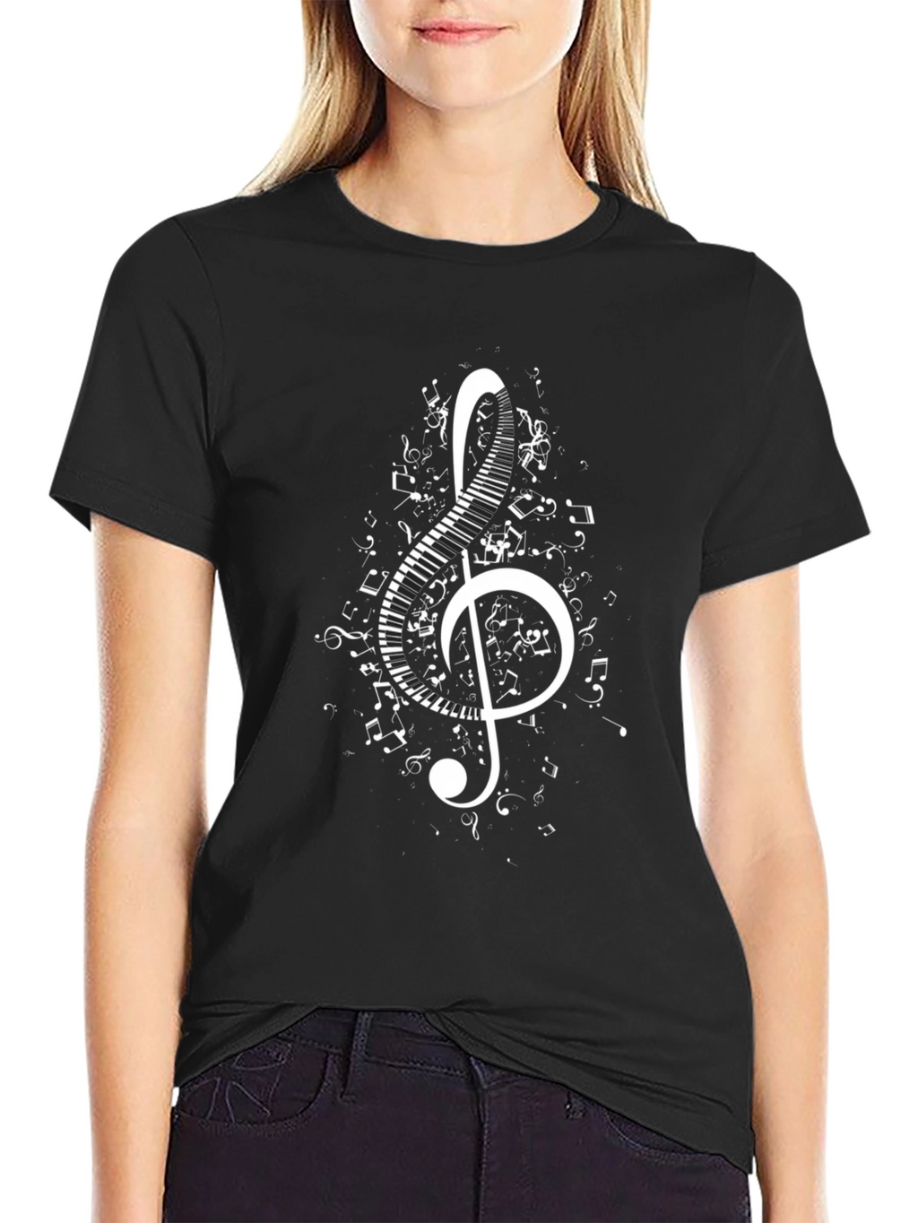Musical Treble Clef Piano Keys Graphic T-Shirt