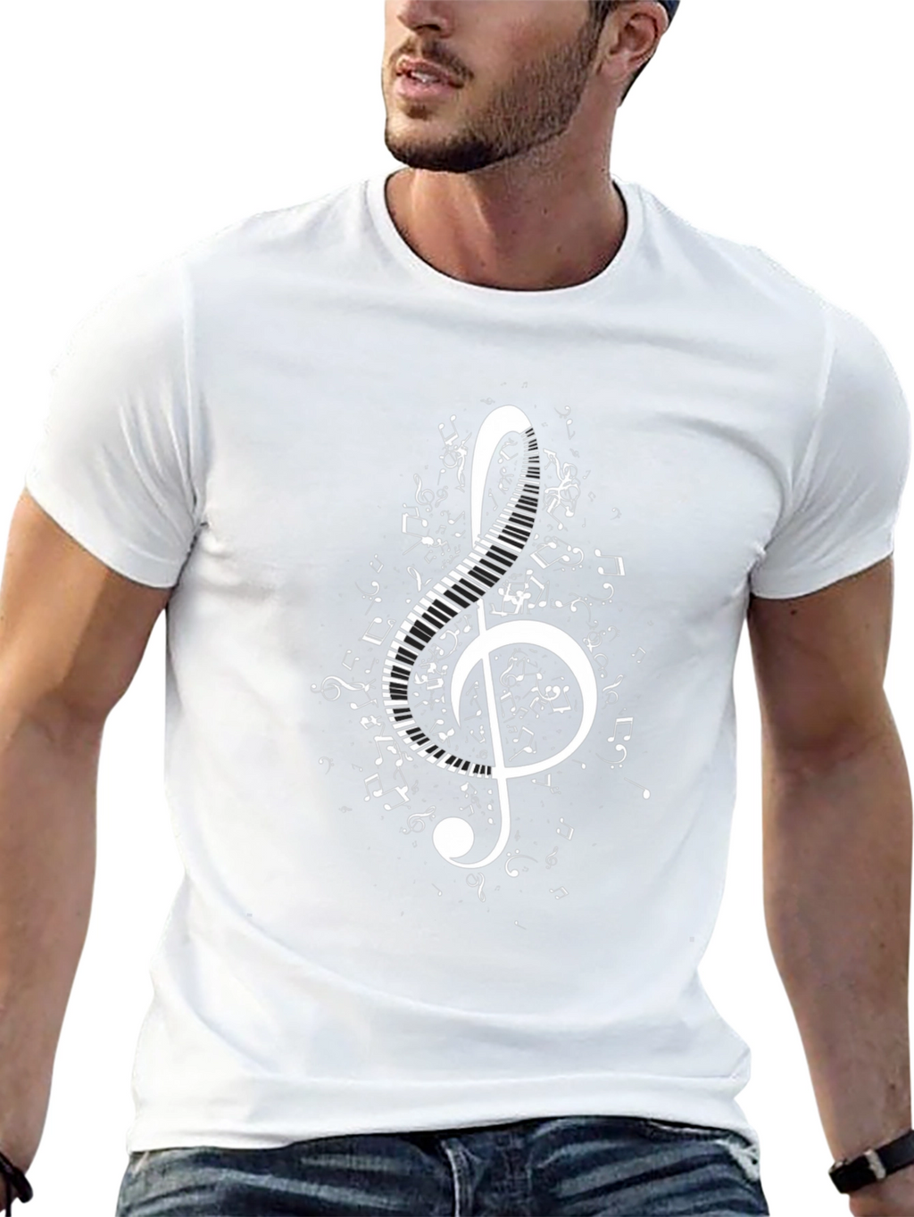 Musical Treble Clef Piano Keys Graphic T-Shirt