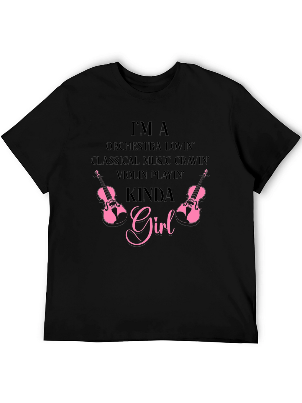 Orchestra Music Violin Girl Black Tee